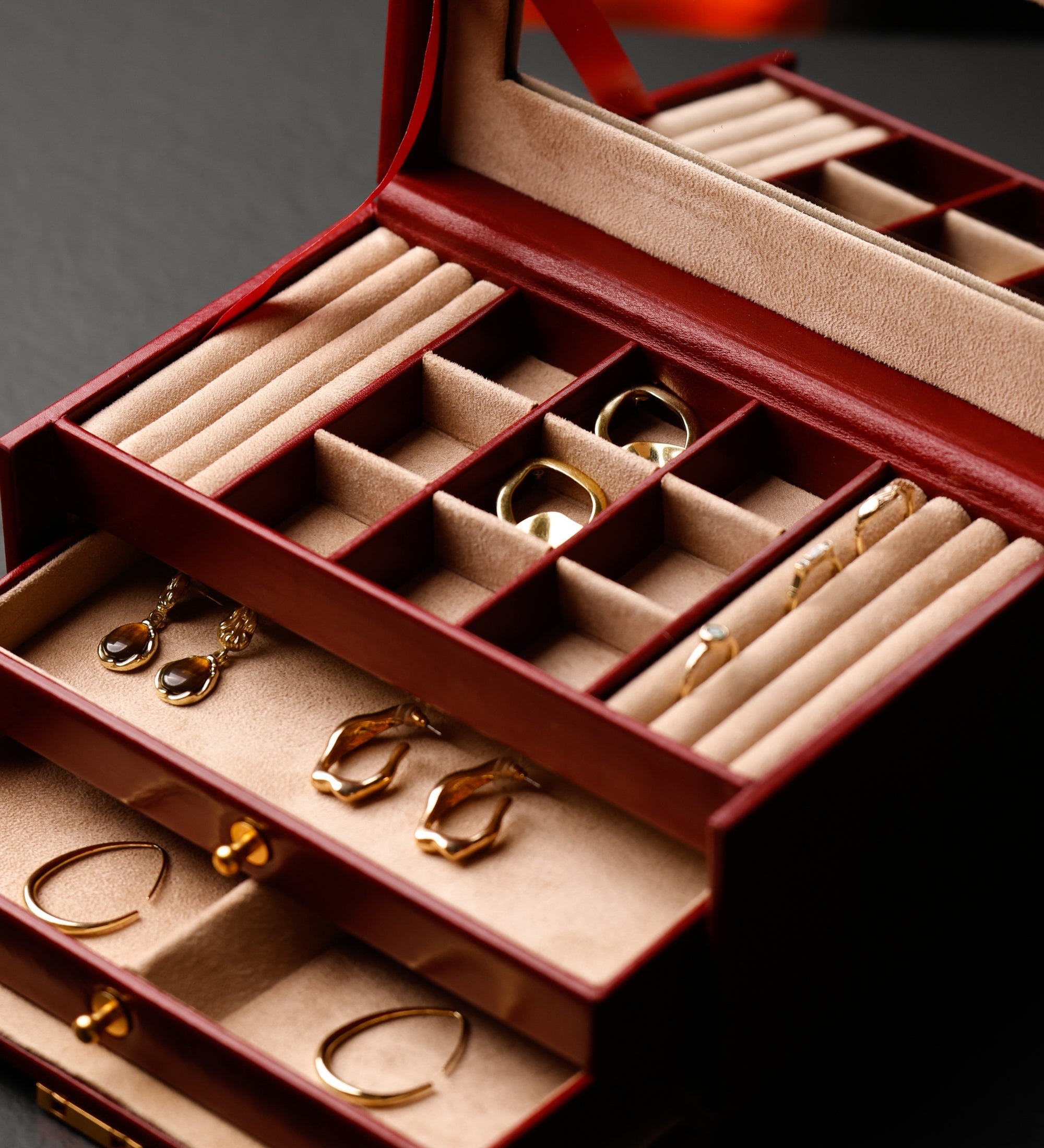 Boîte à bijoux en cuir pour femme Beloved