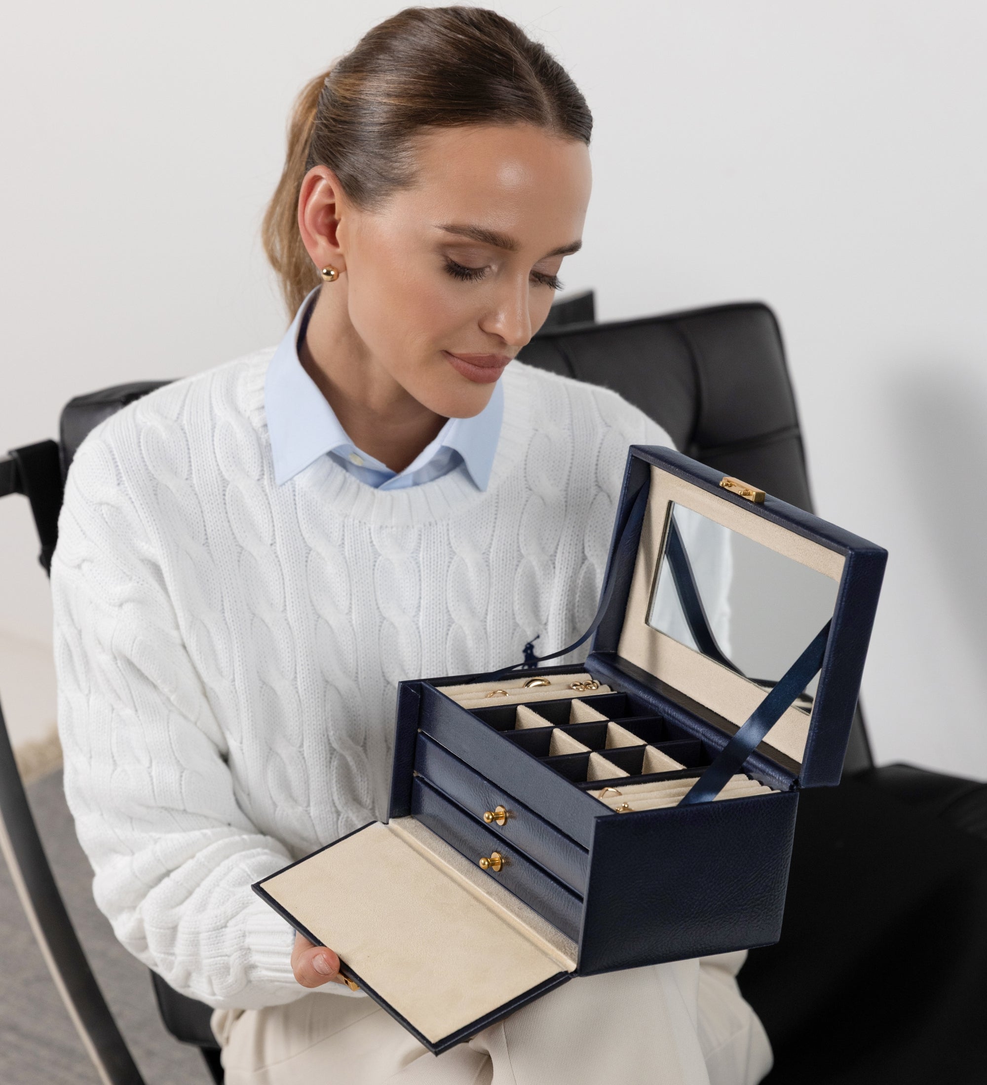 Boîte à bijoux en cuir pour femme Beloved