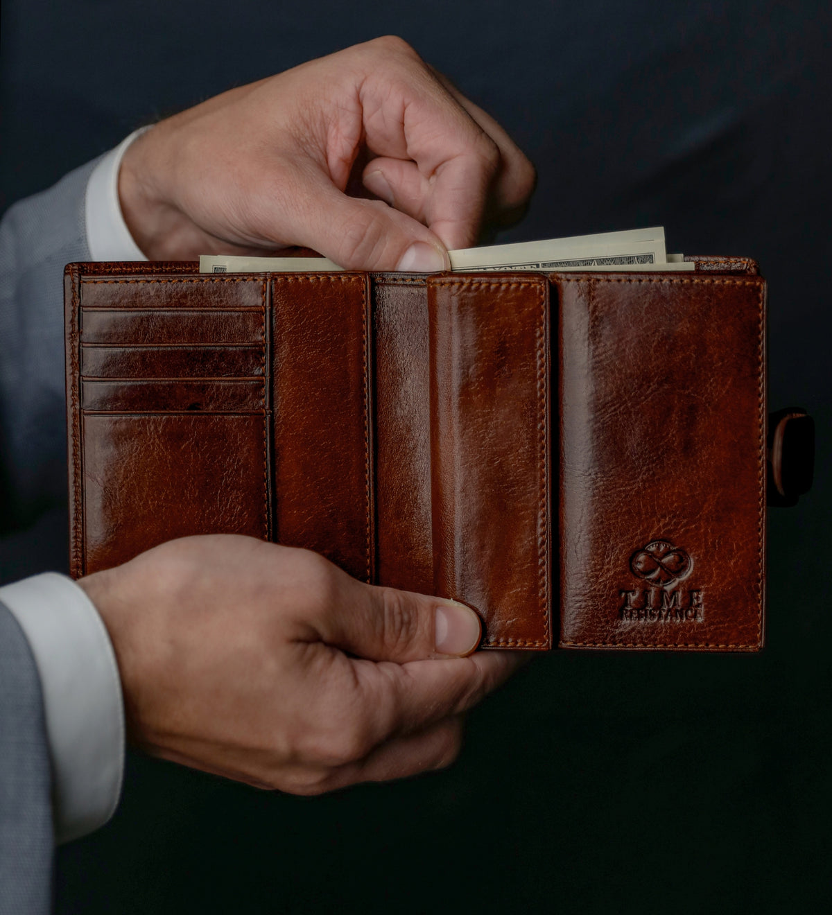 Portefeuille à deux volets en cuir avec fermeture à pression Ironweed