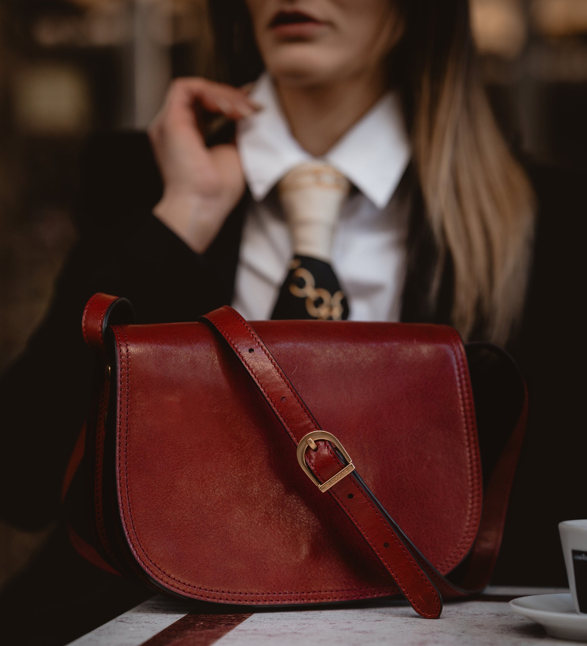 Sac à bandoulière selle en cuir pour femme Moonfleet