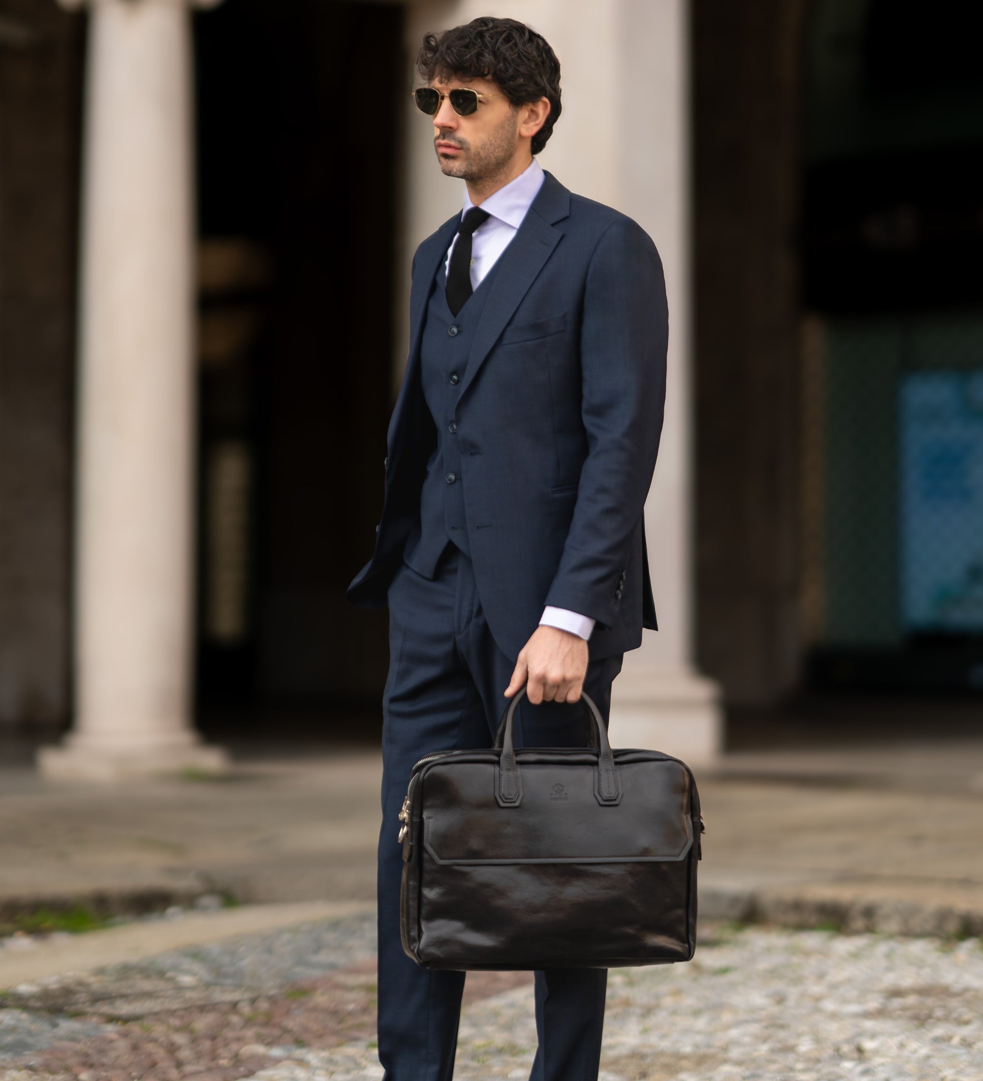 Grande sacoche pour ordinateur portable en cuir Nostromo