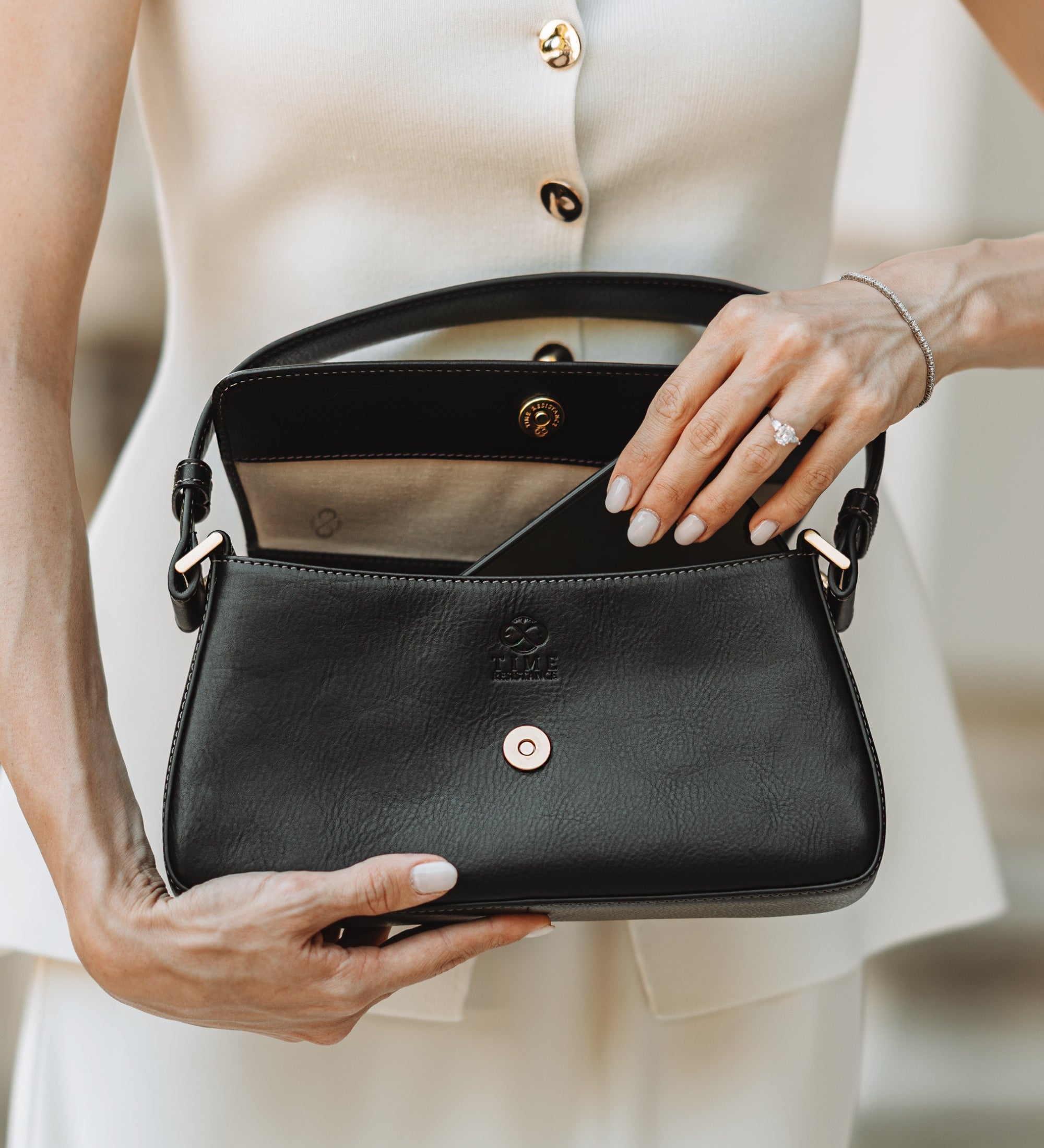 Sac à main baguette en cuir pour femme Bright Lights, Big City