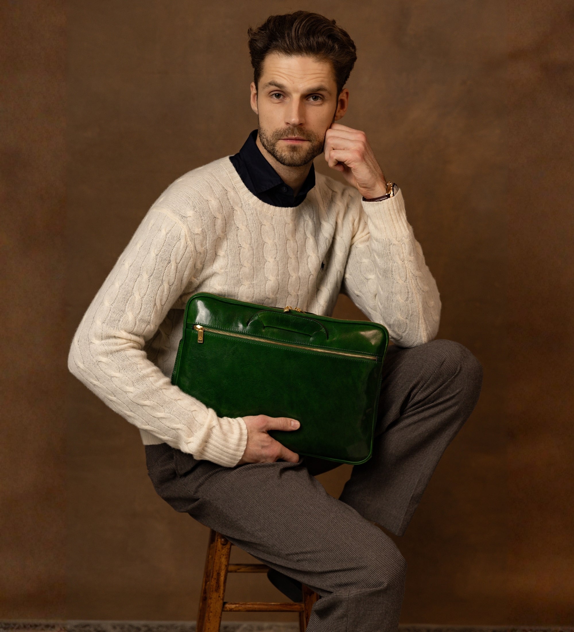 Sacoche pour ordinateur portable en cuir Brave New World