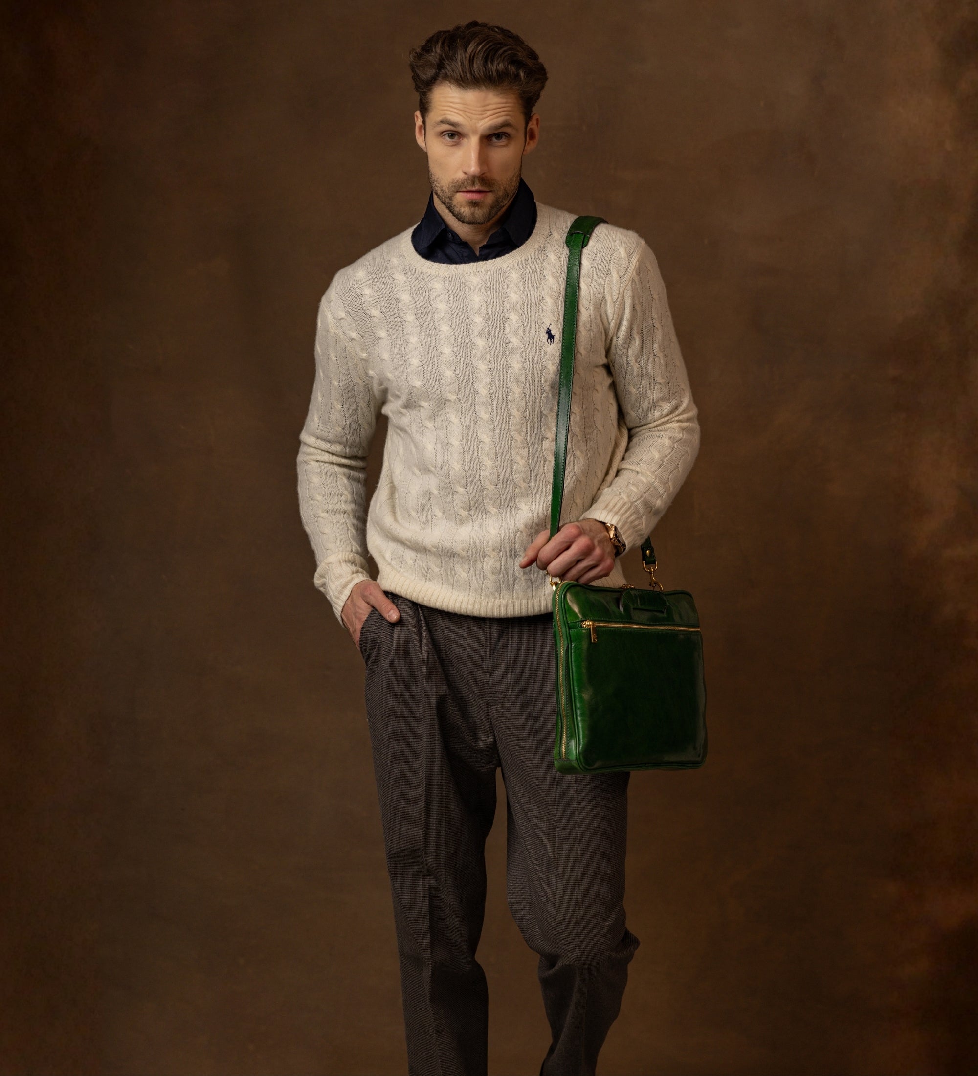 Sacoche pour ordinateur portable en cuir Brave New World