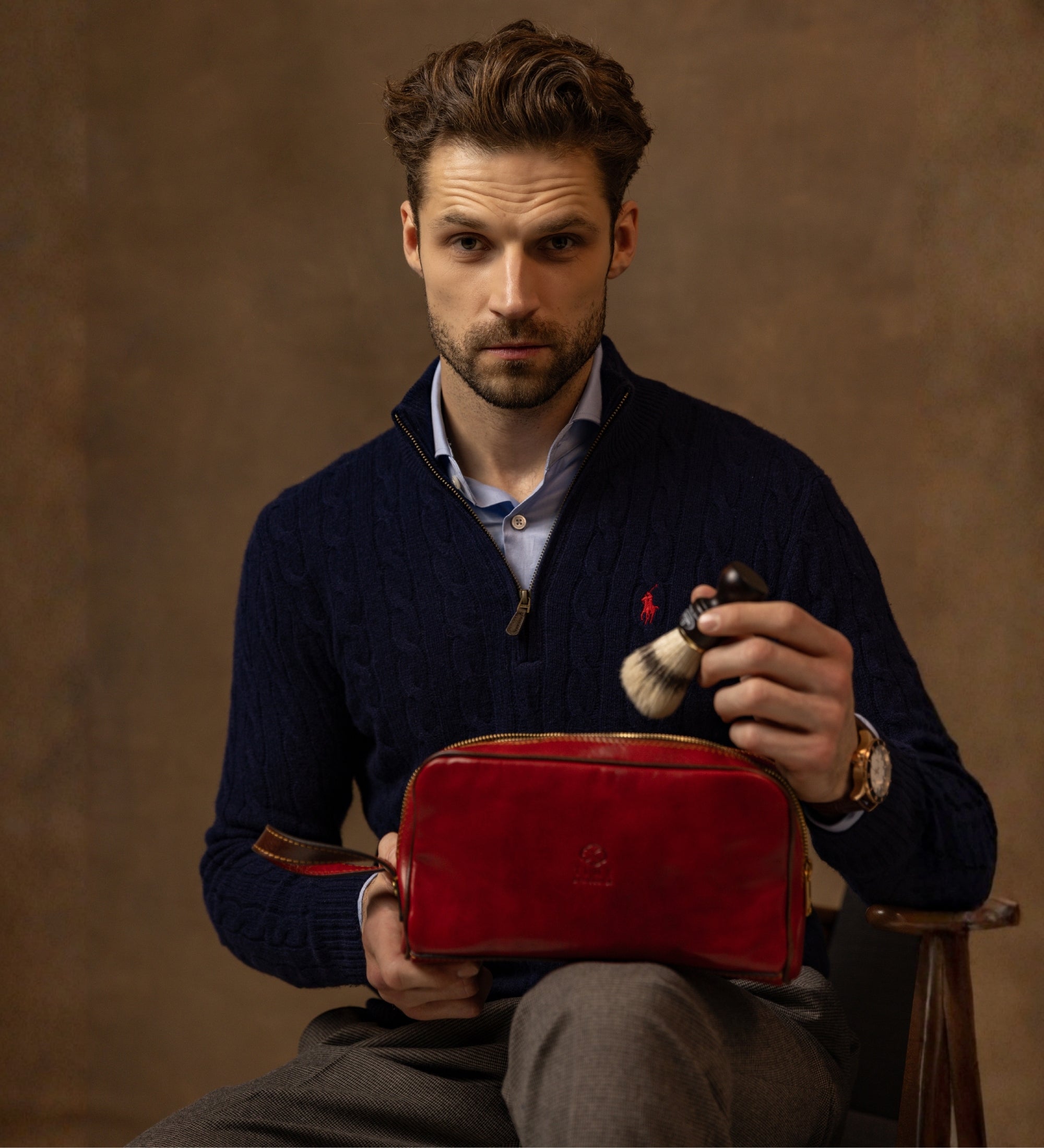 Trousse de maquillage, trousse de toilette en cuir All the Kings Men