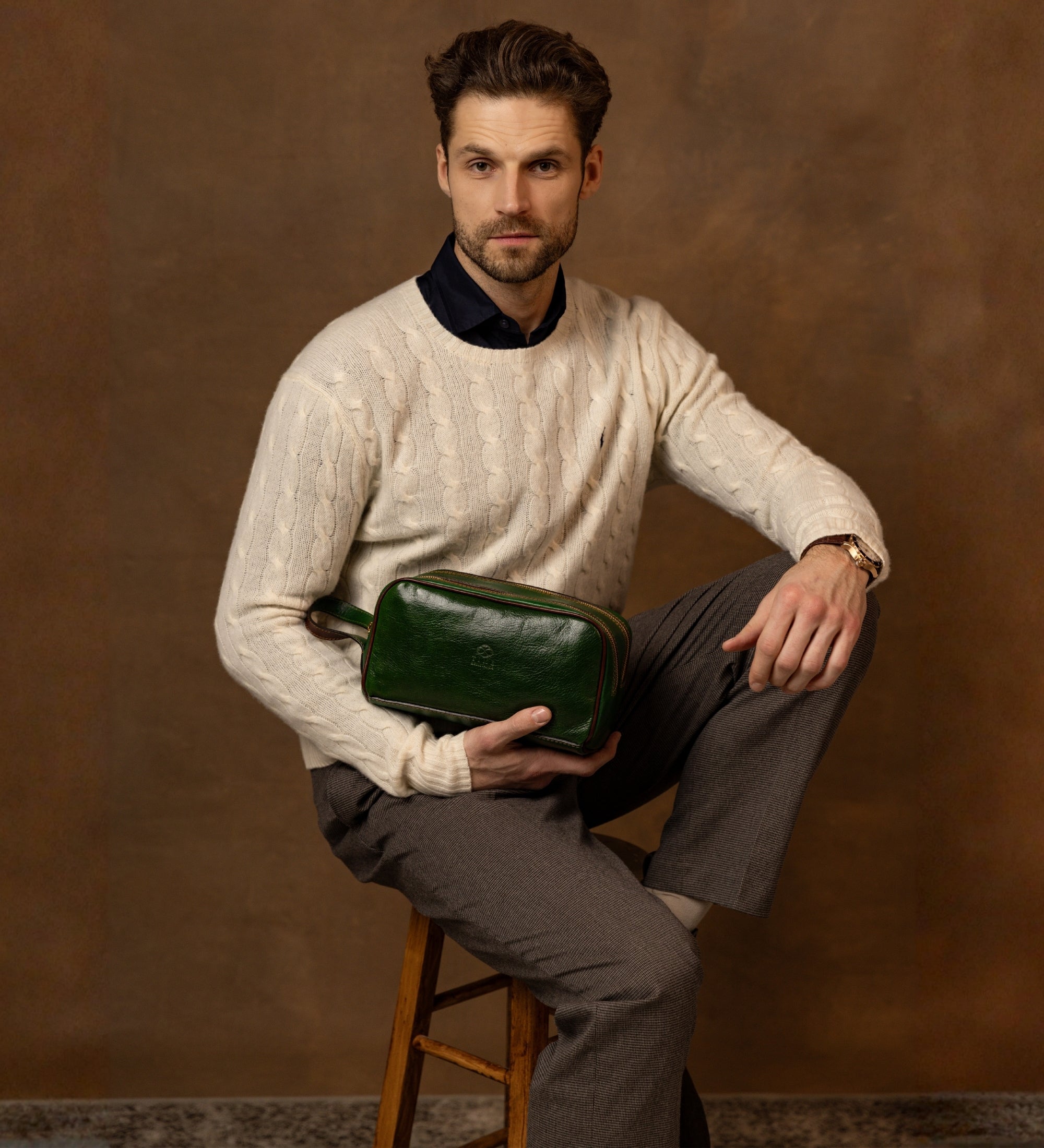 Trousse de maquillage, trousse de toilette en cuir All the Kings Men