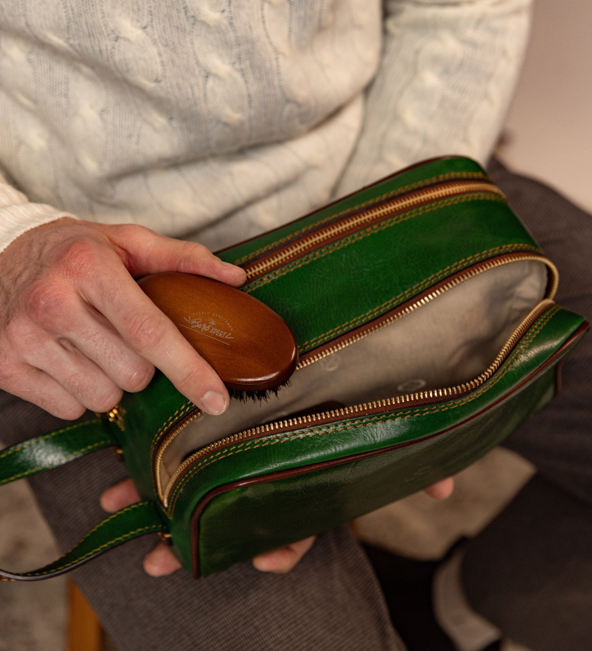 Trousse de maquillage, trousse de toilette en cuir All the Kings Men