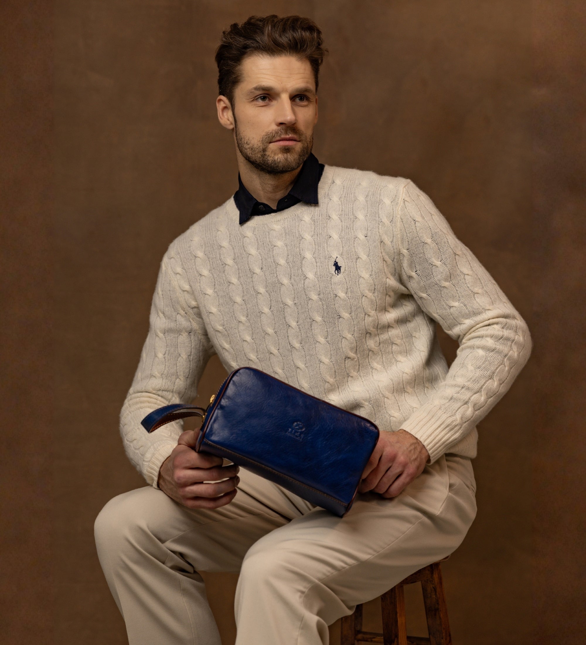 Trousse de maquillage, trousse de toilette en cuir All the Kings Men