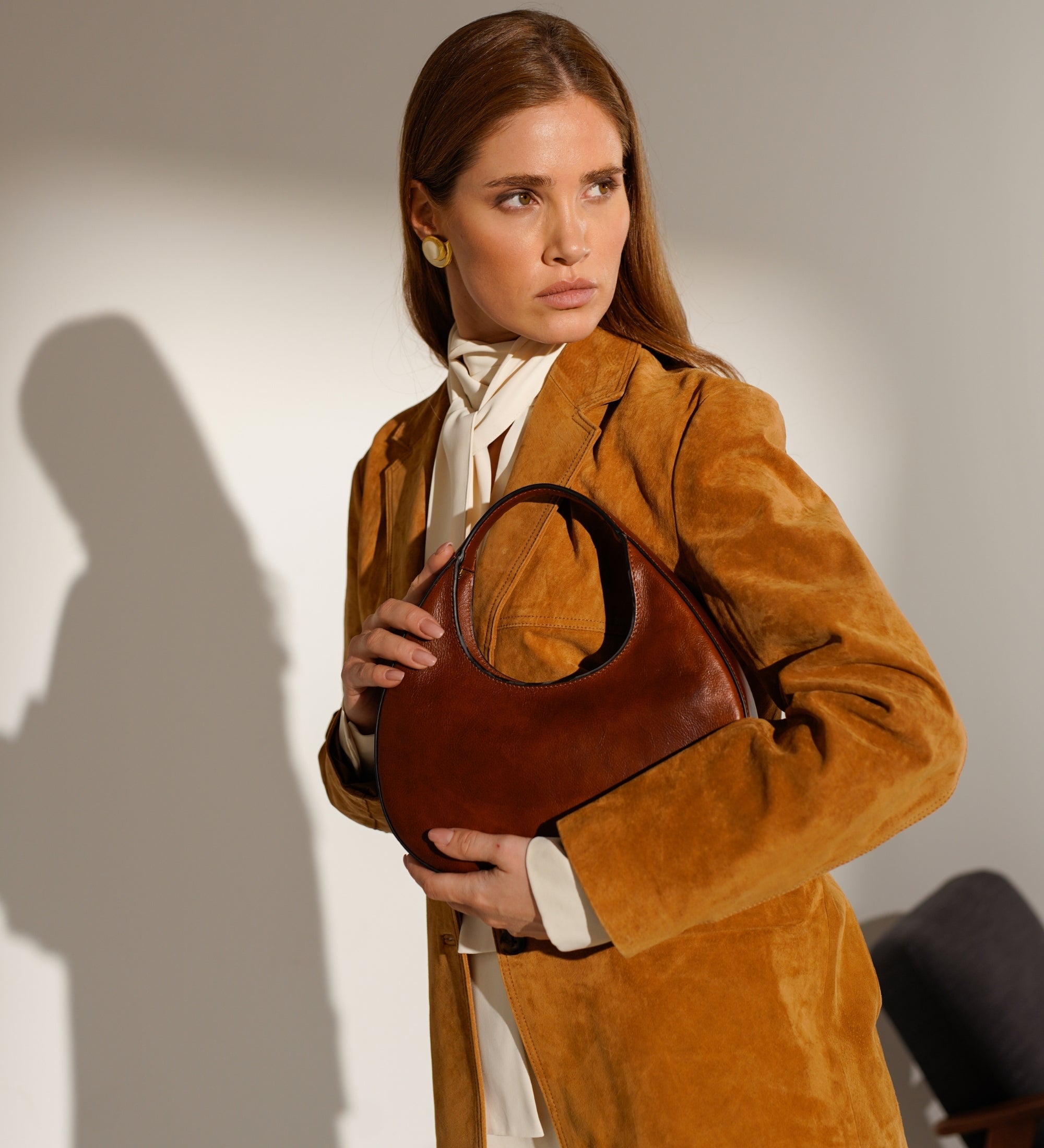 Sac à main demi-lune en cuir pour femme The Moonstone