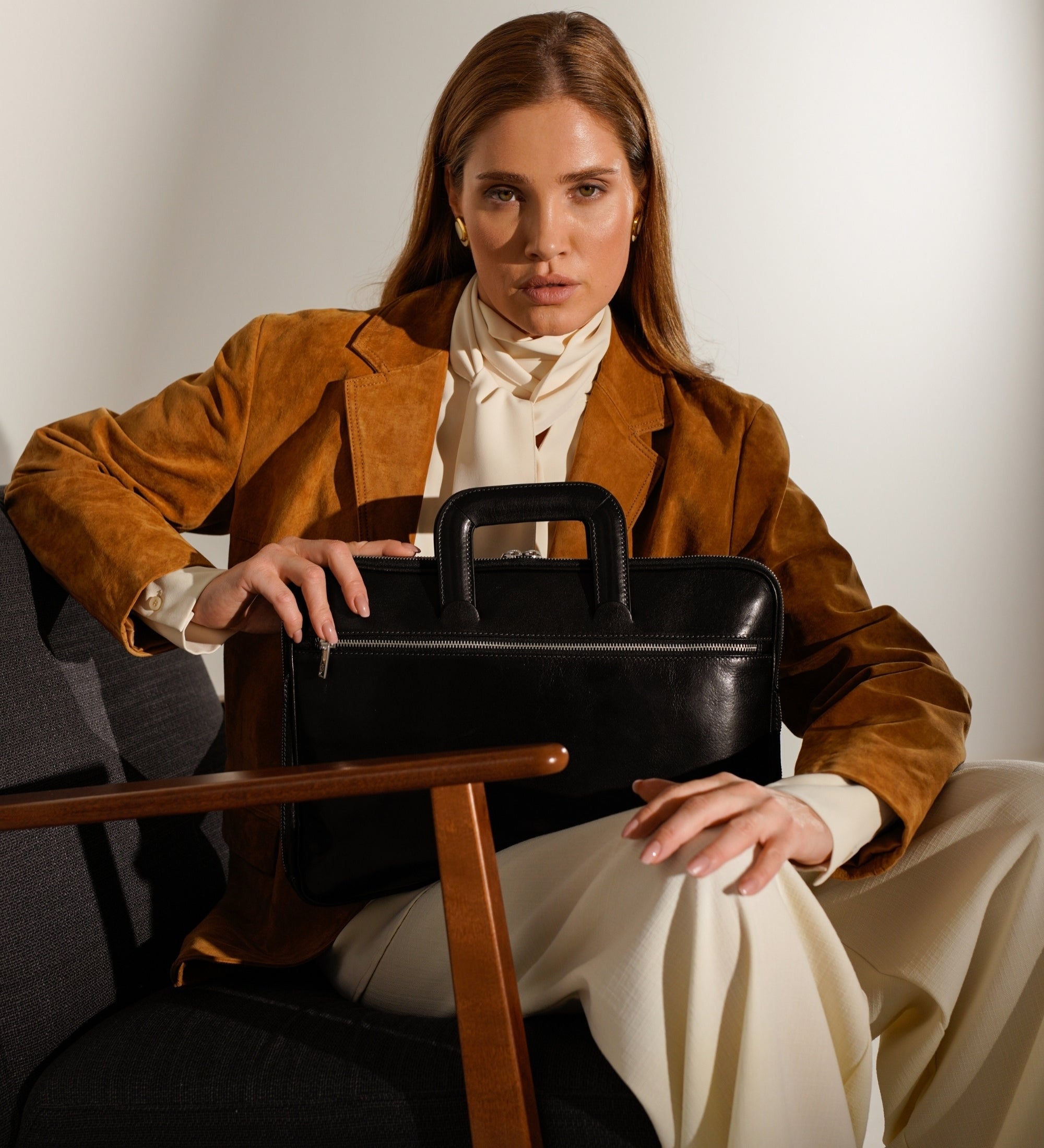 Sacoche pour ordinateur portable en cuir pour femme Brave New World