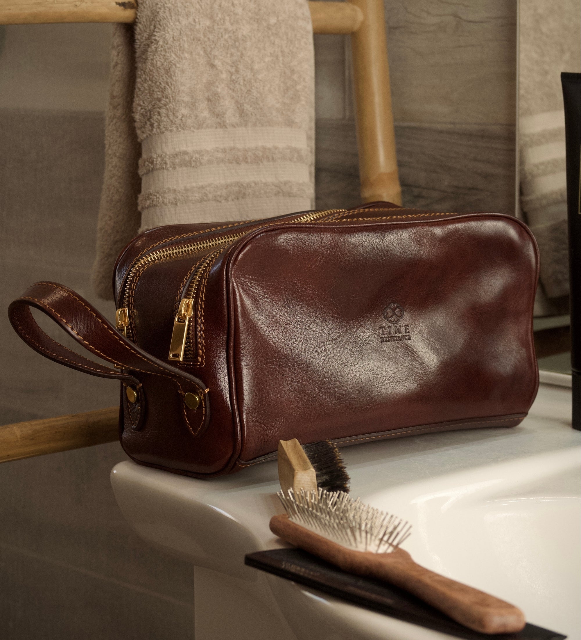 Trousse de maquillage, trousse de toilette en cuir All the Kings Men