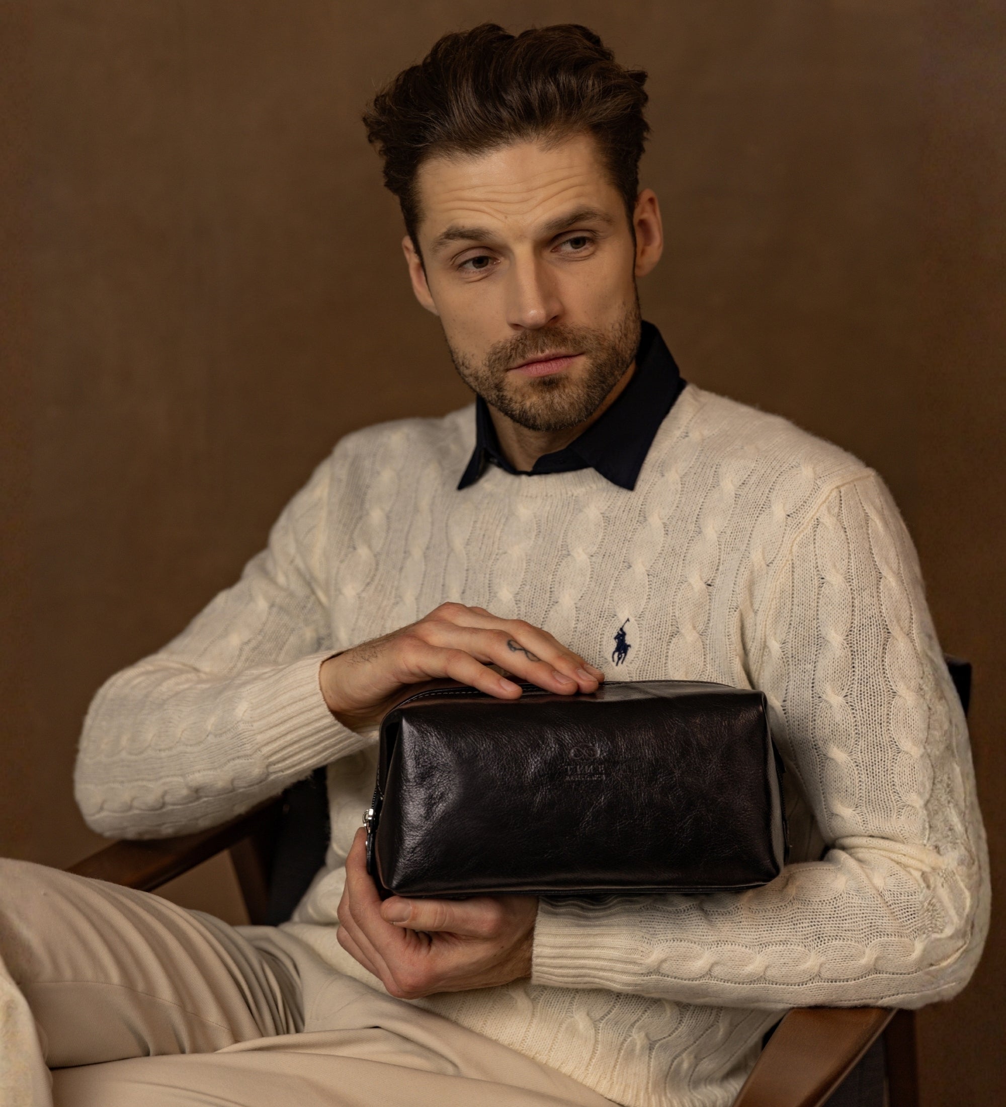 Trousse de toilette en cuir Four Past Midnight