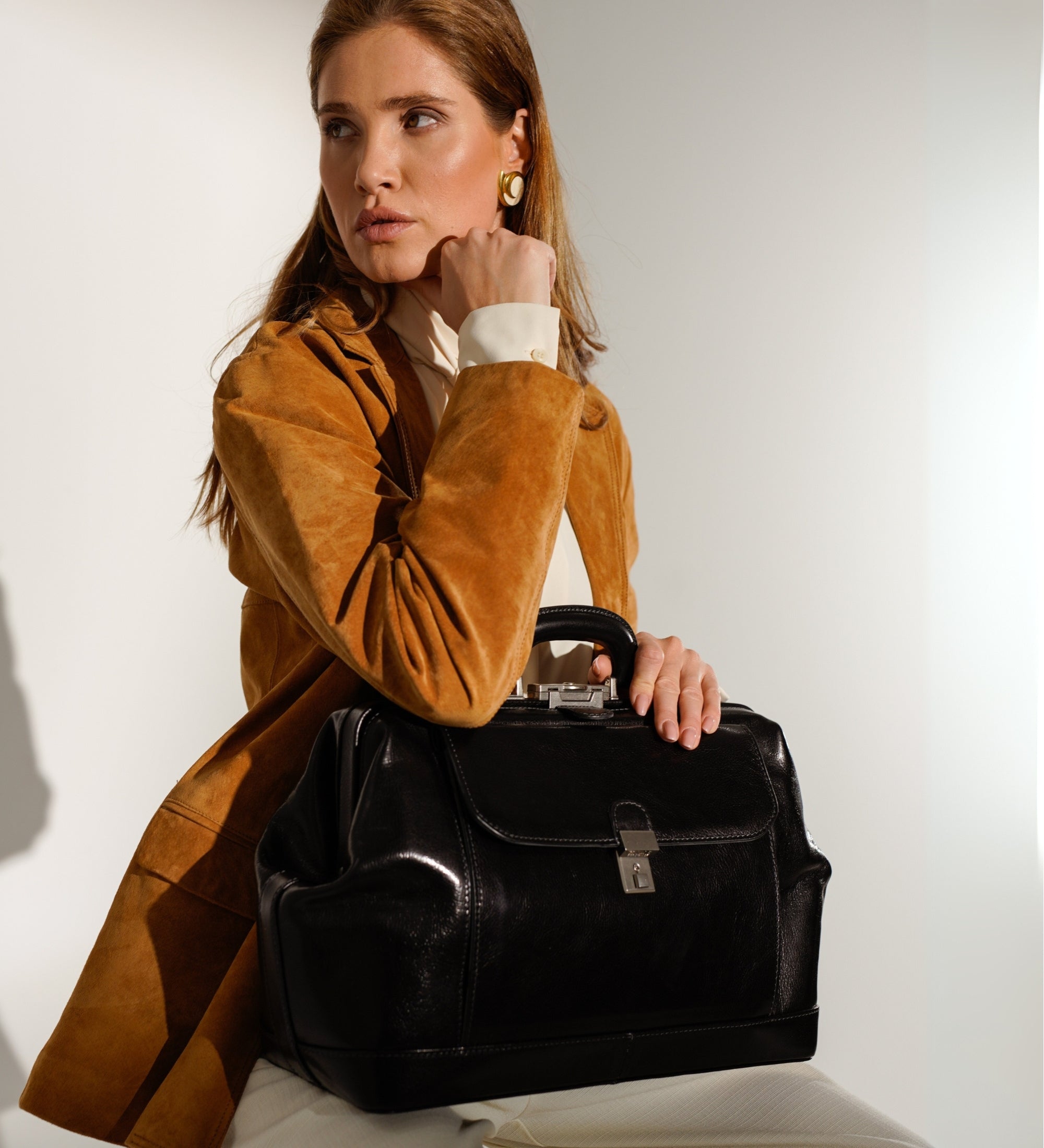 Grand sac de docteur en cuir italien pour femme Hamlet