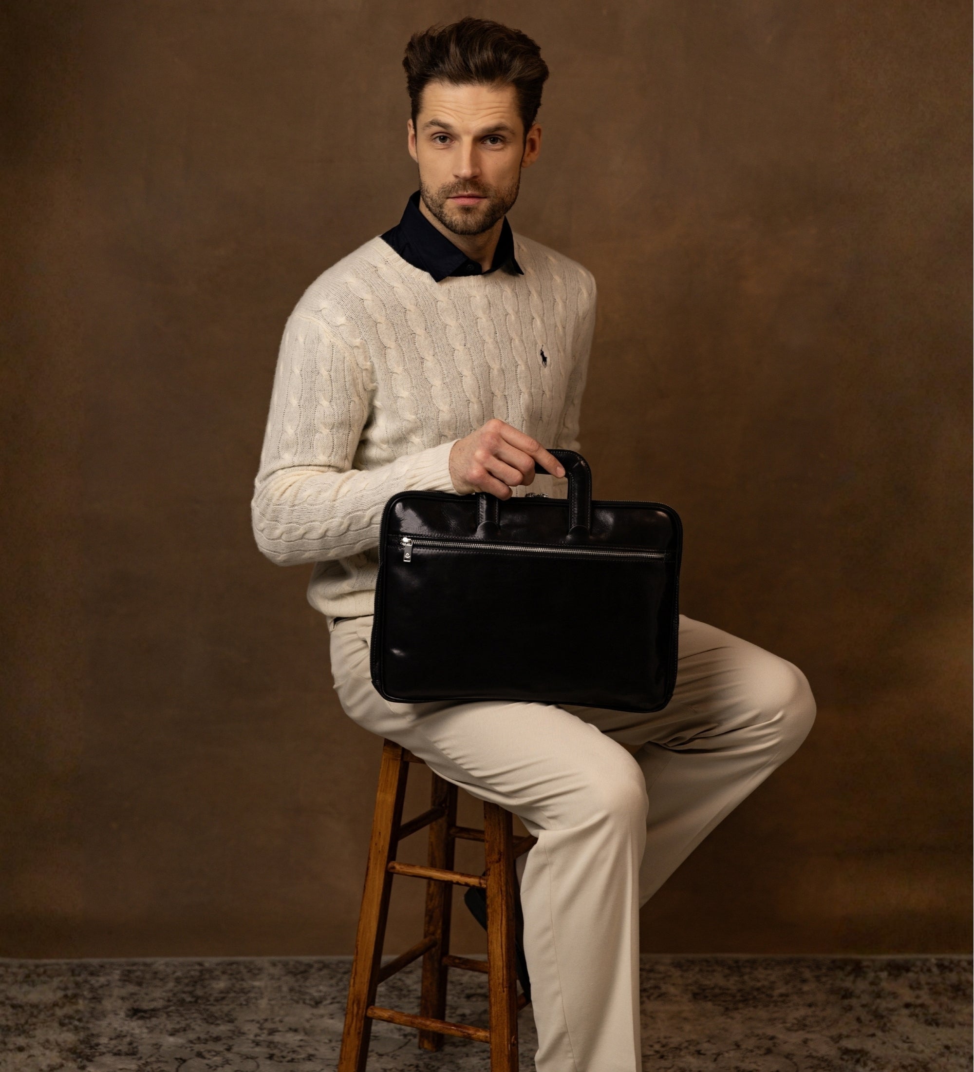 Sacoche pour ordinateur portable en cuir Brave New World