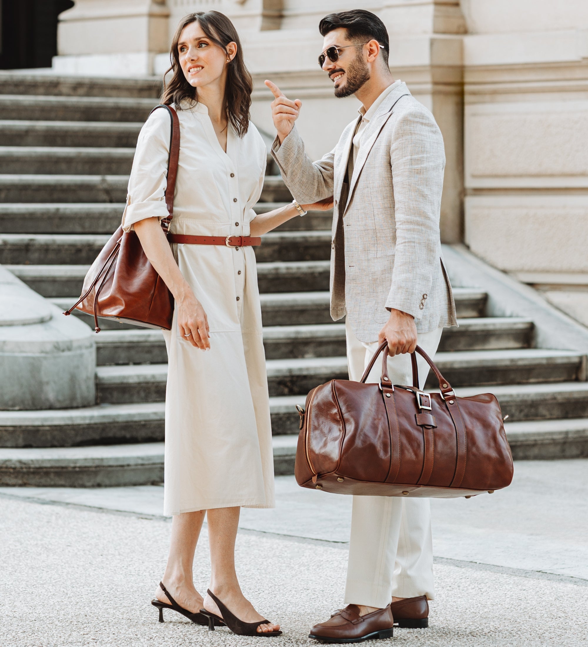 Sac de voyage en cuir mat marron cognac Tender Is the Night