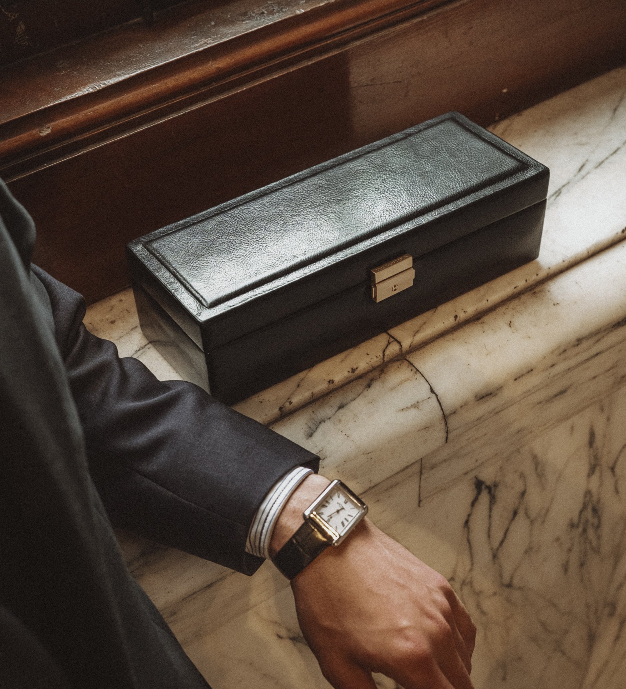 Boîte à montres, organiseur de montres en cuir Herzog