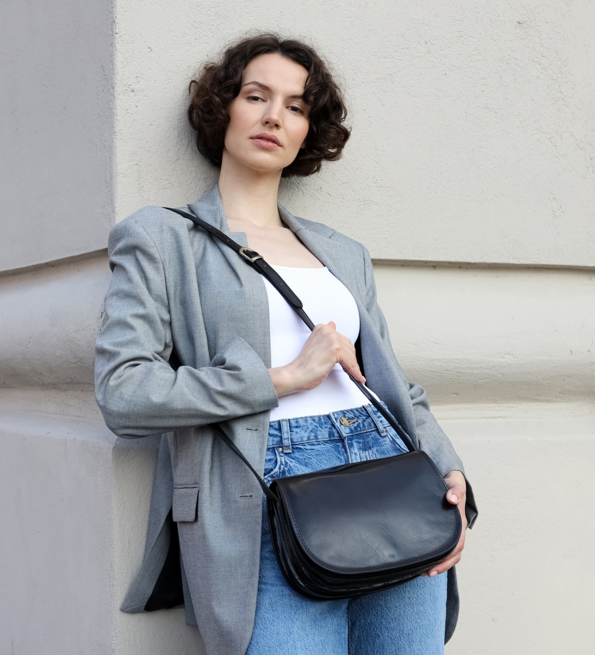 Sac à bandoulière selle en cuir pour femme Moonfleet