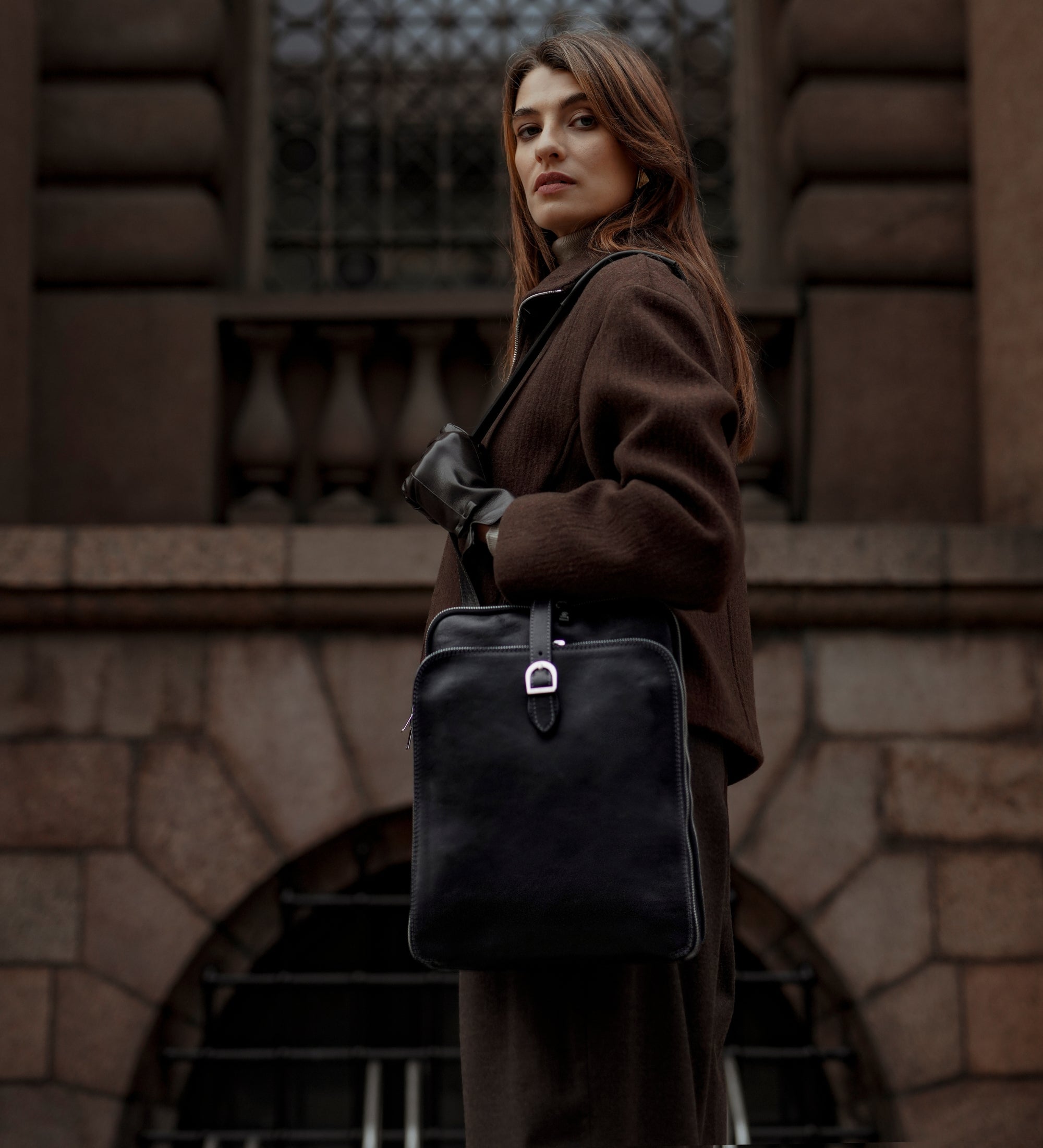 Sac à dos convertible à bandoulière en cuir pour femme Clarissa