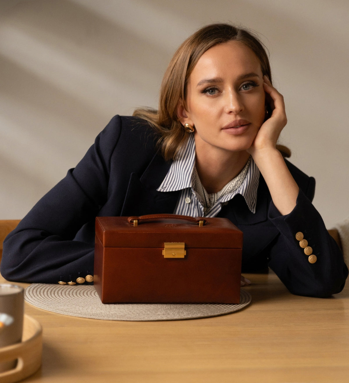 Boîte à bijoux en cuir pour femme Beloved