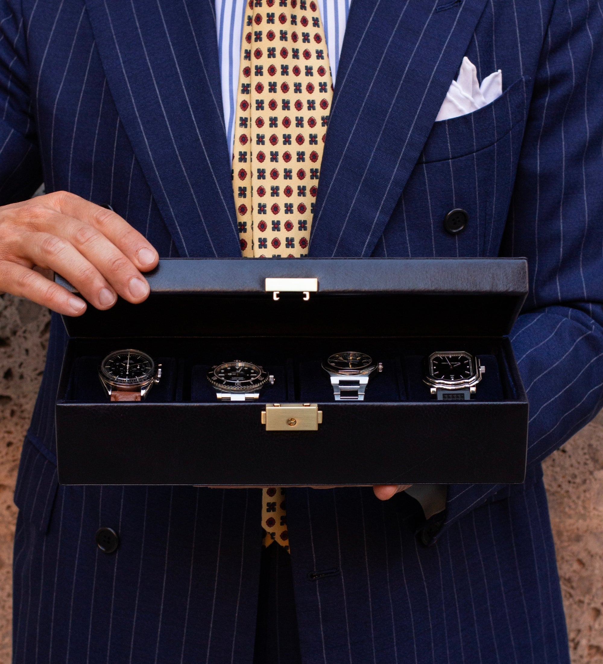 Boîte à montres, organiseur de montres en cuir Herzog