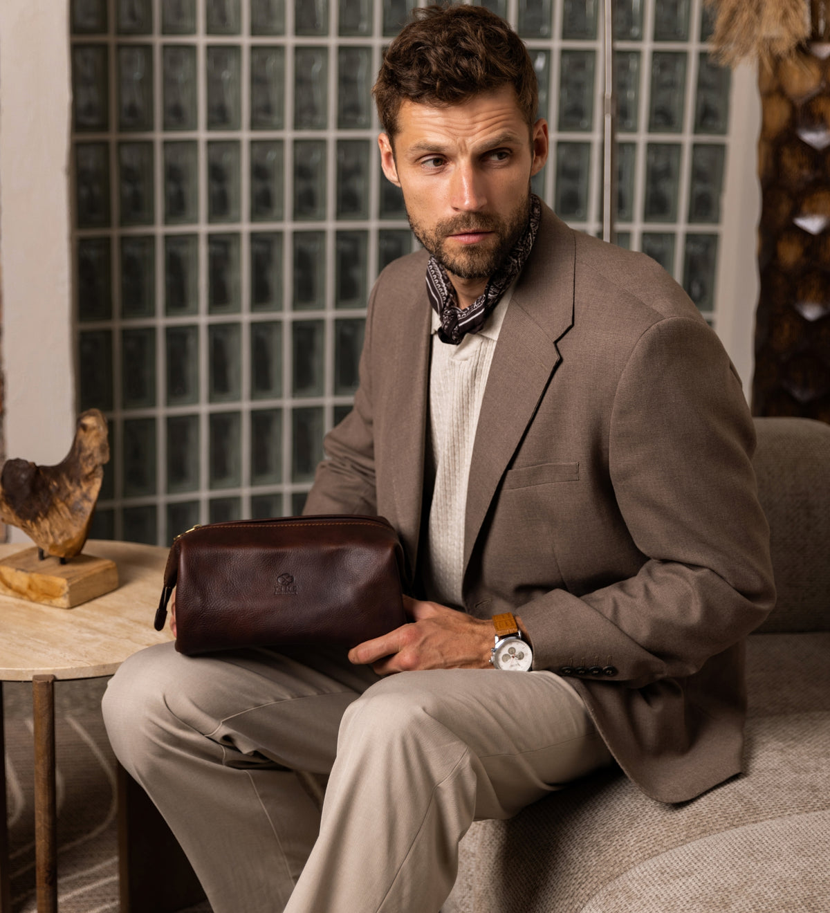 Trousse de toilette en cuir Four Past Midnight
