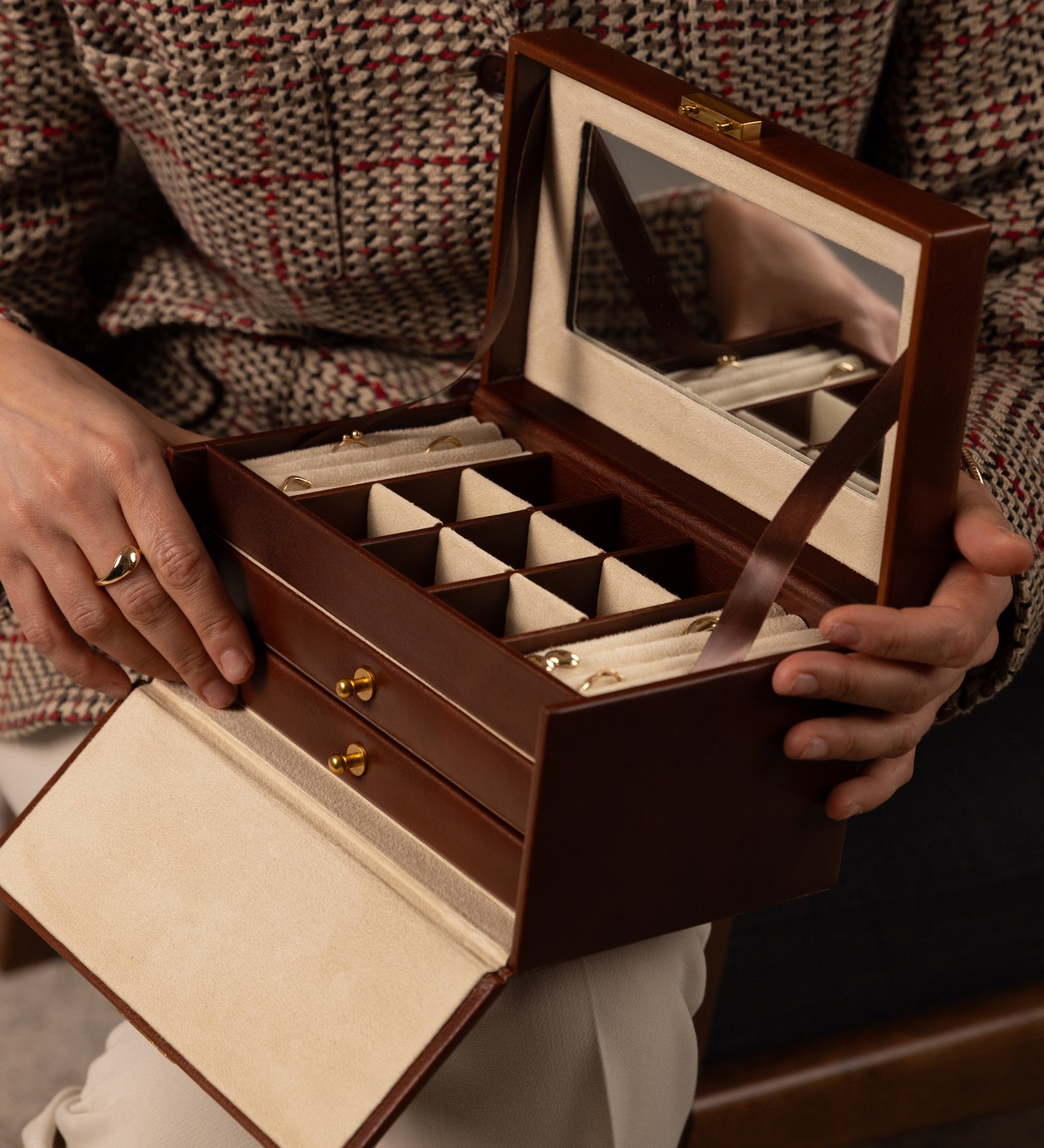 Boîte à bijoux en cuir pour femme Beloved