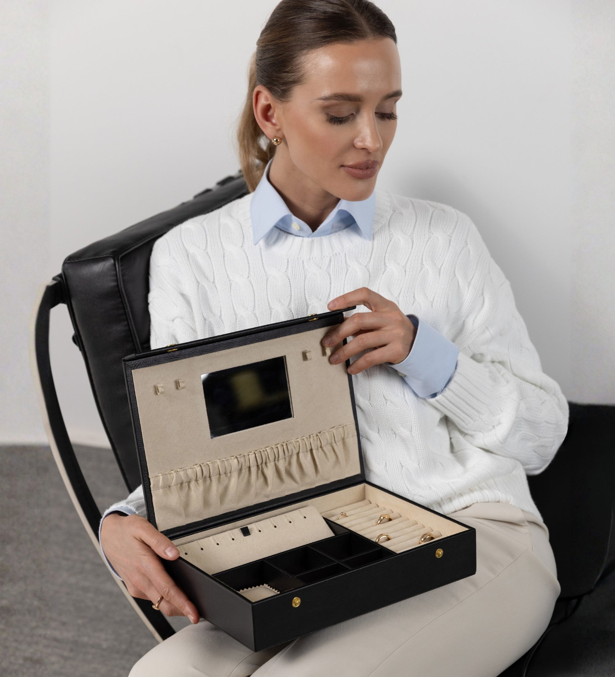 Boîte à bijoux et accessoires en cuir pour femme The Line of Beauty