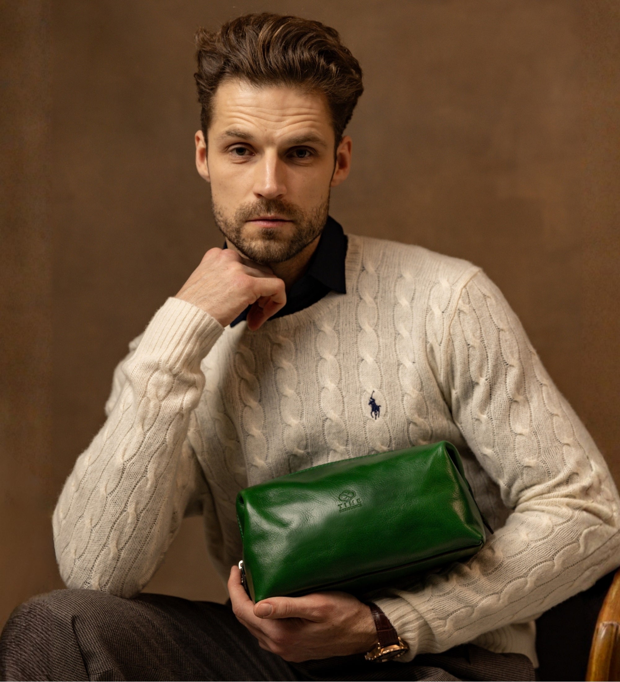 Trousse de toilette en cuir Four Past Midnight