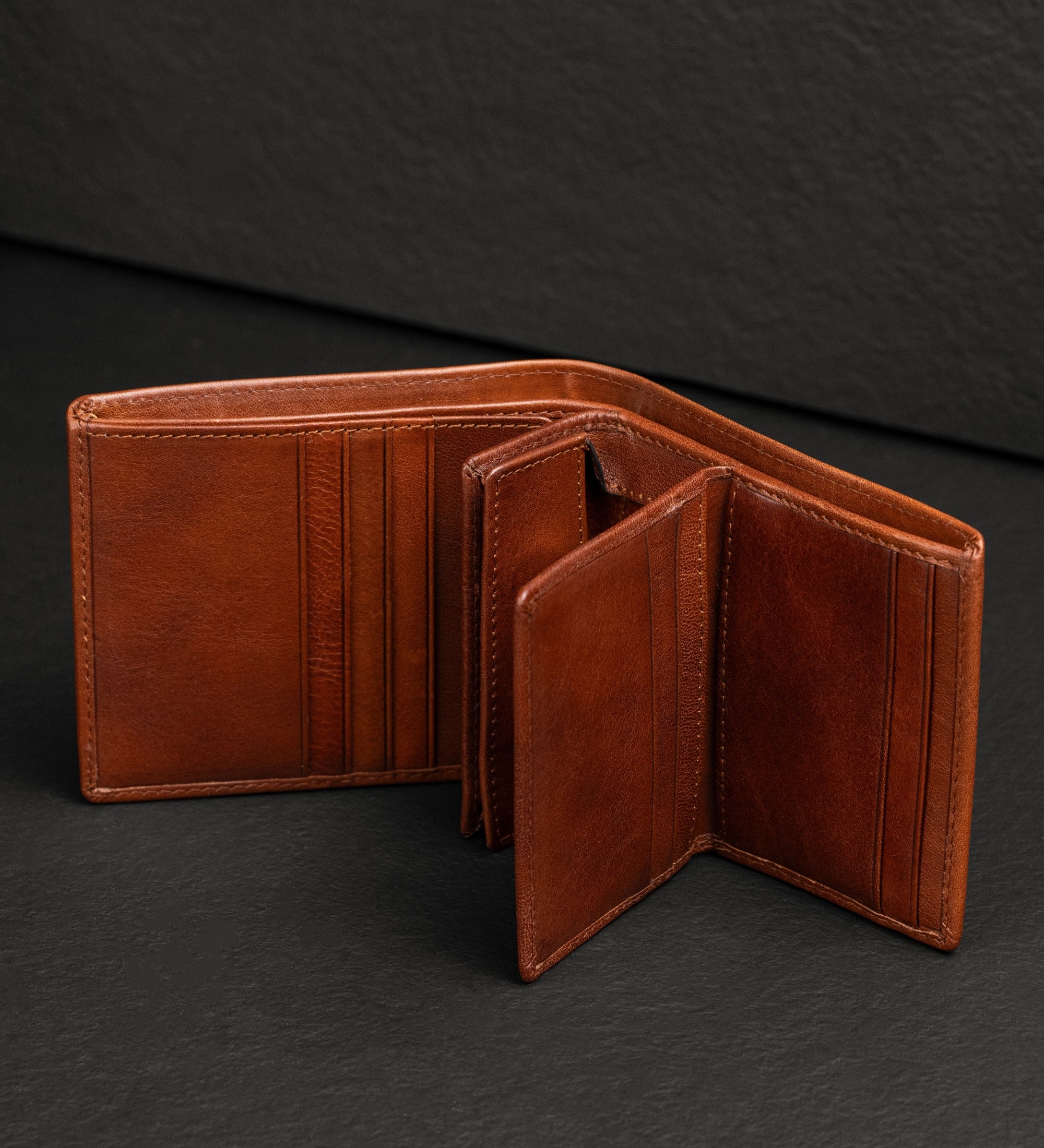 Portefeuille à deux volets en cuir Daniel