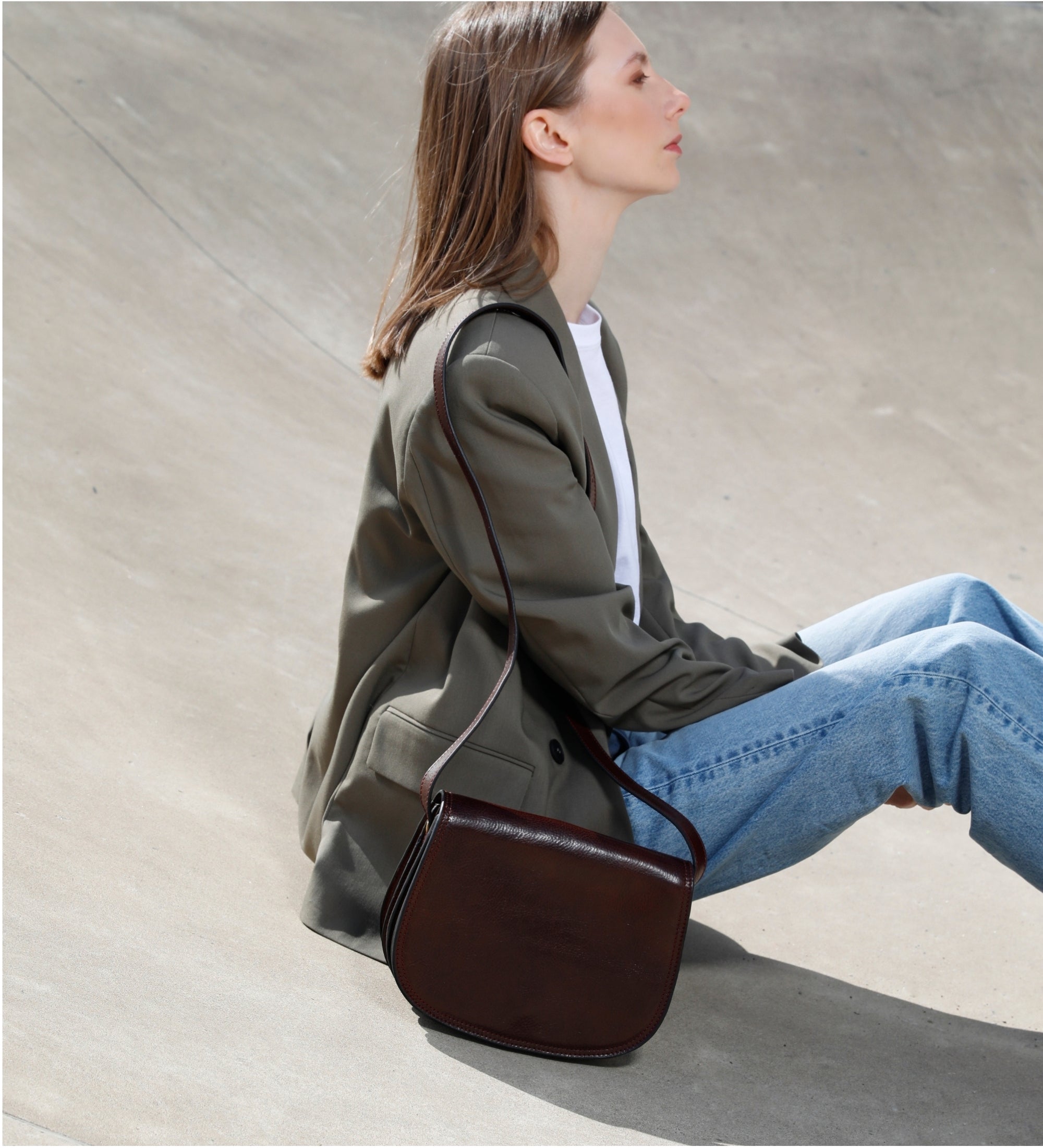 Sac à bandoulière selle en cuir pour femme Moonfleet