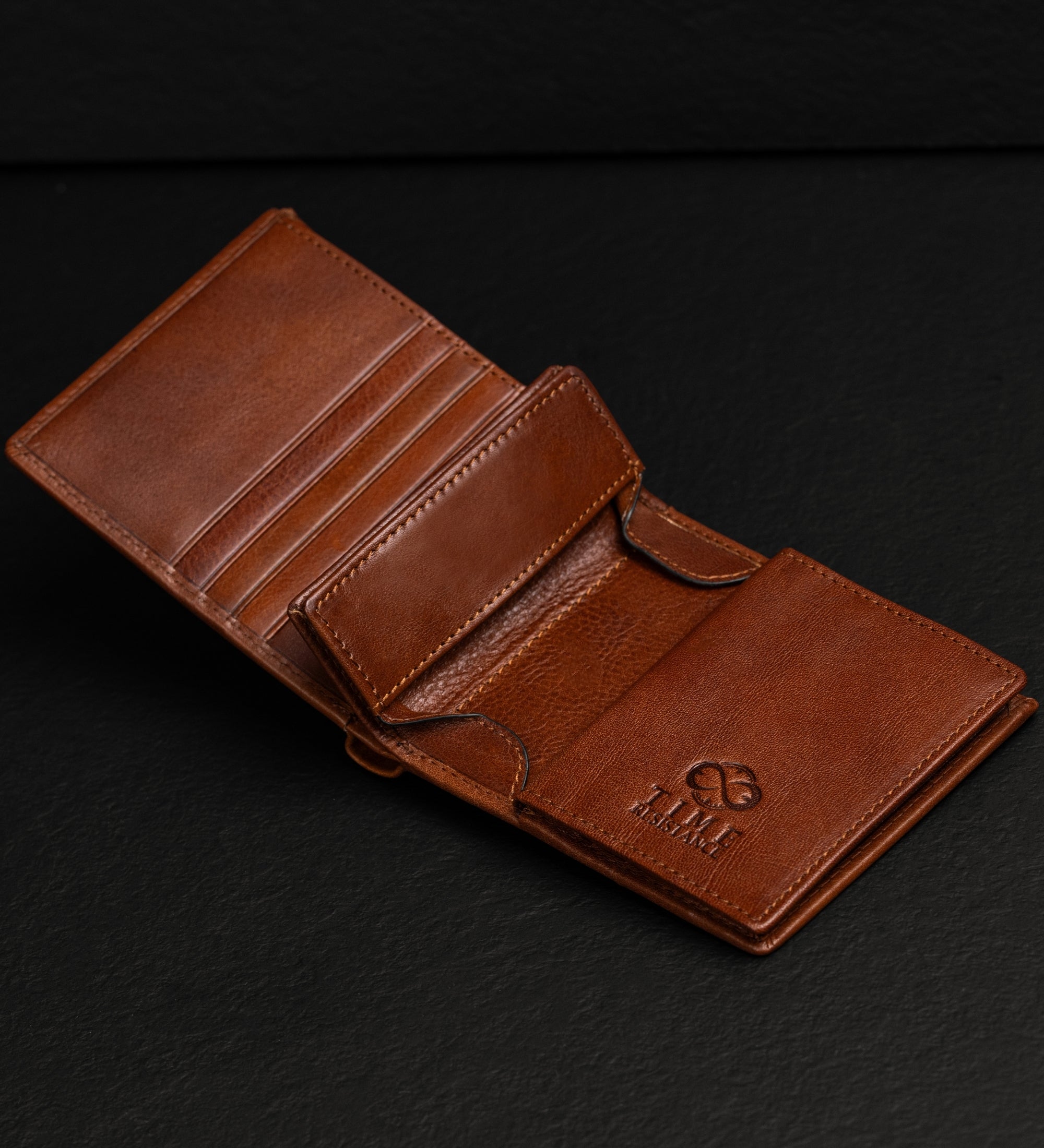 Portefeuille à deux volets en cuir Daniel