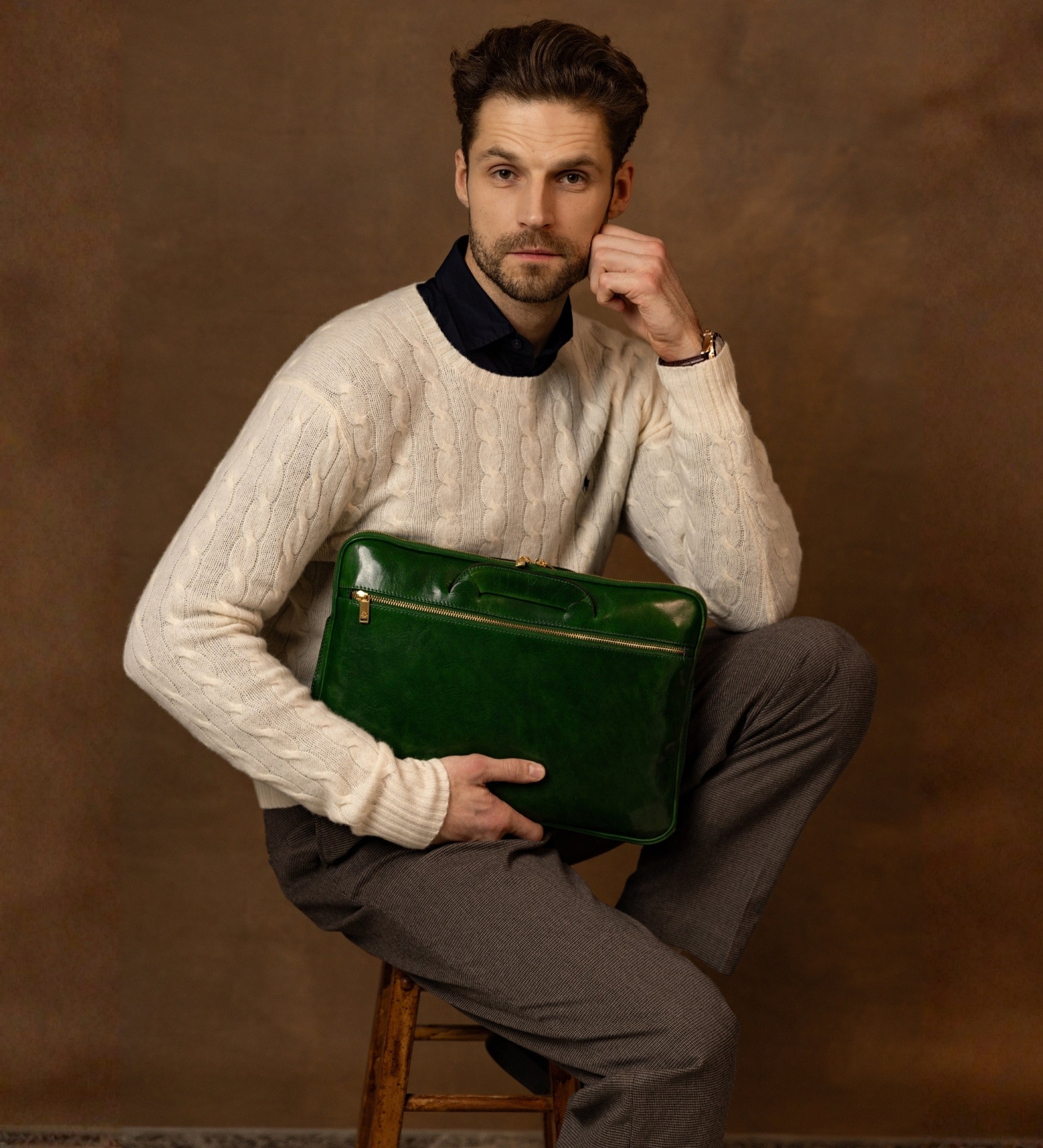 Sacoche pour ordinateur portable en cuir Brave New World