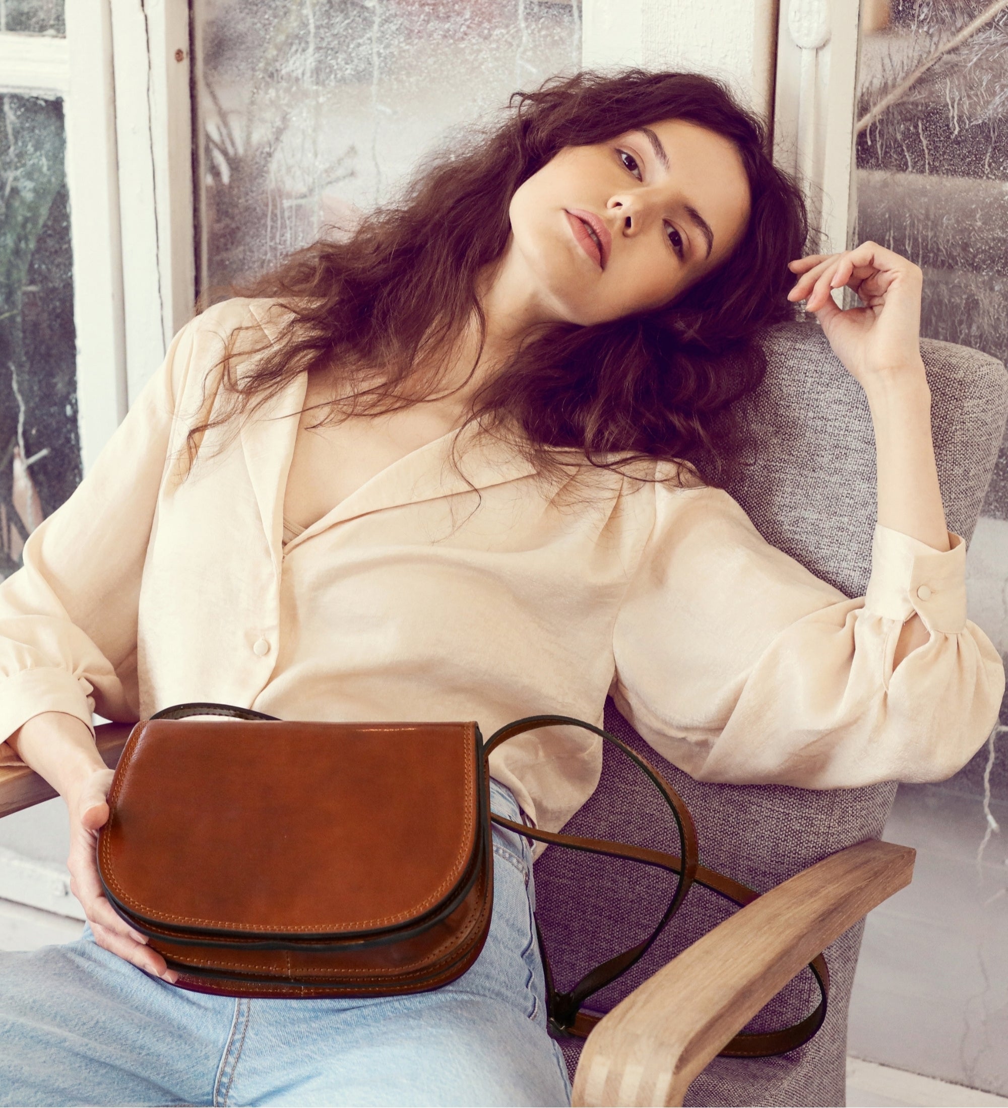 Sac à bandoulière selle en cuir pour femme Moonfleet