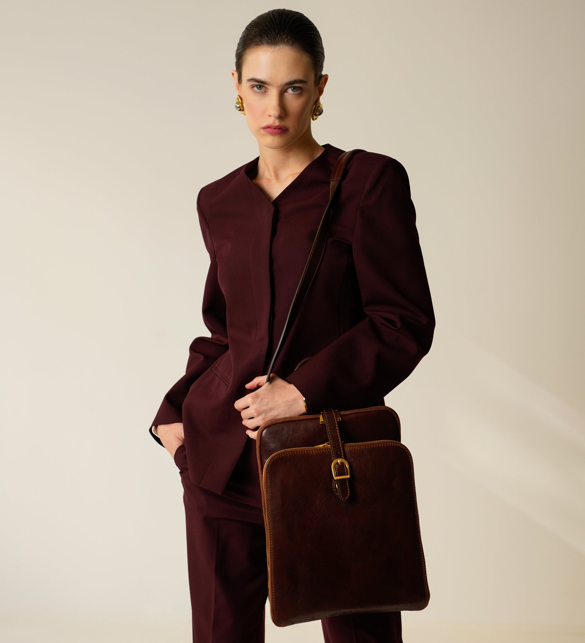 Sac à dos convertible à bandoulière en cuir pour femme Clarissa