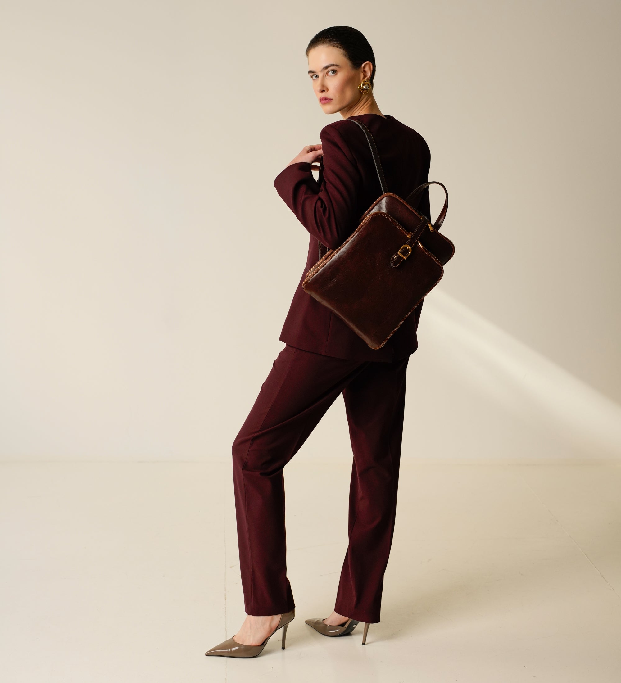 Sac à dos convertible à bandoulière en cuir pour femme Clarissa