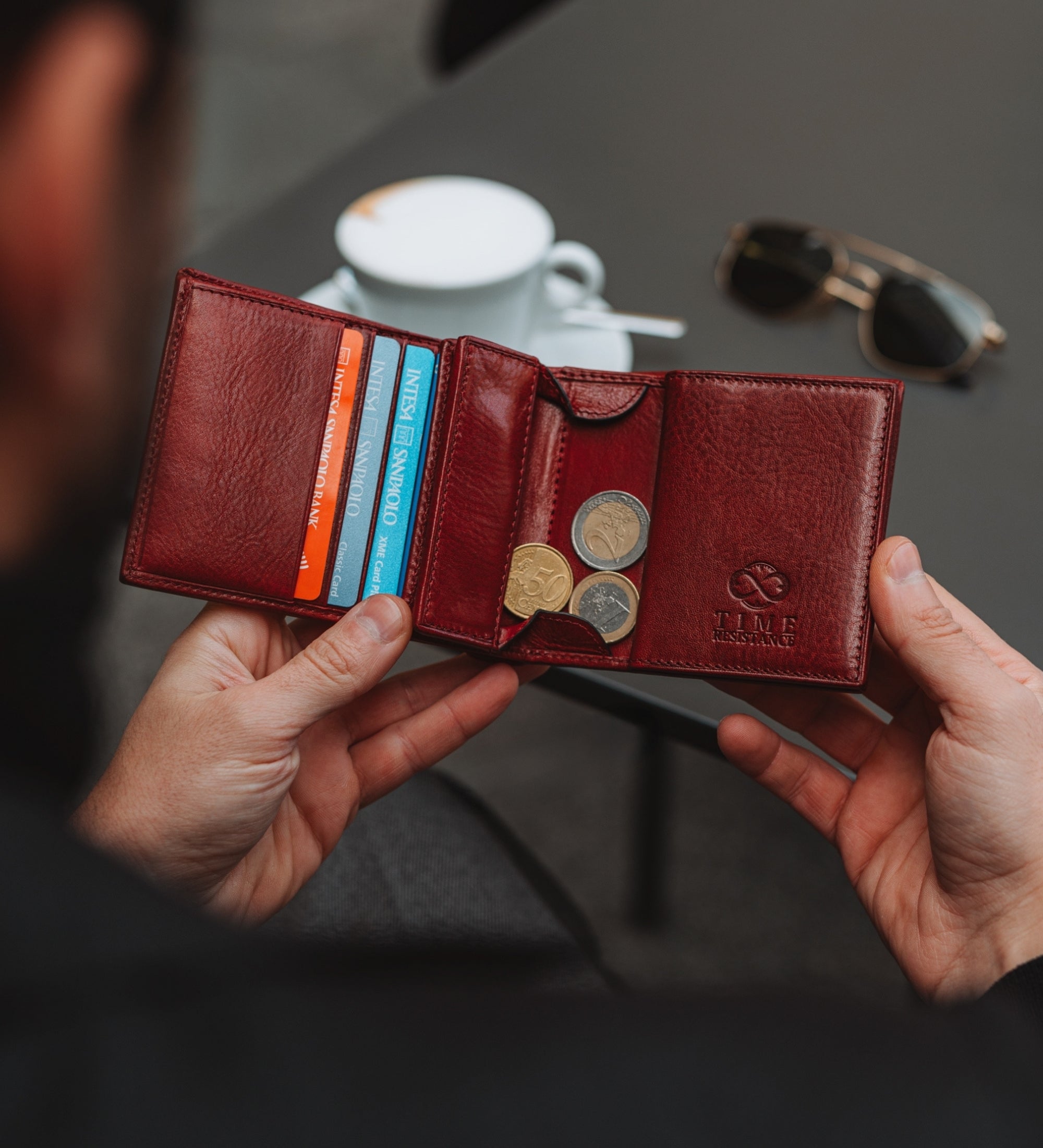 Portefeuille à deux volets en cuir Daniel