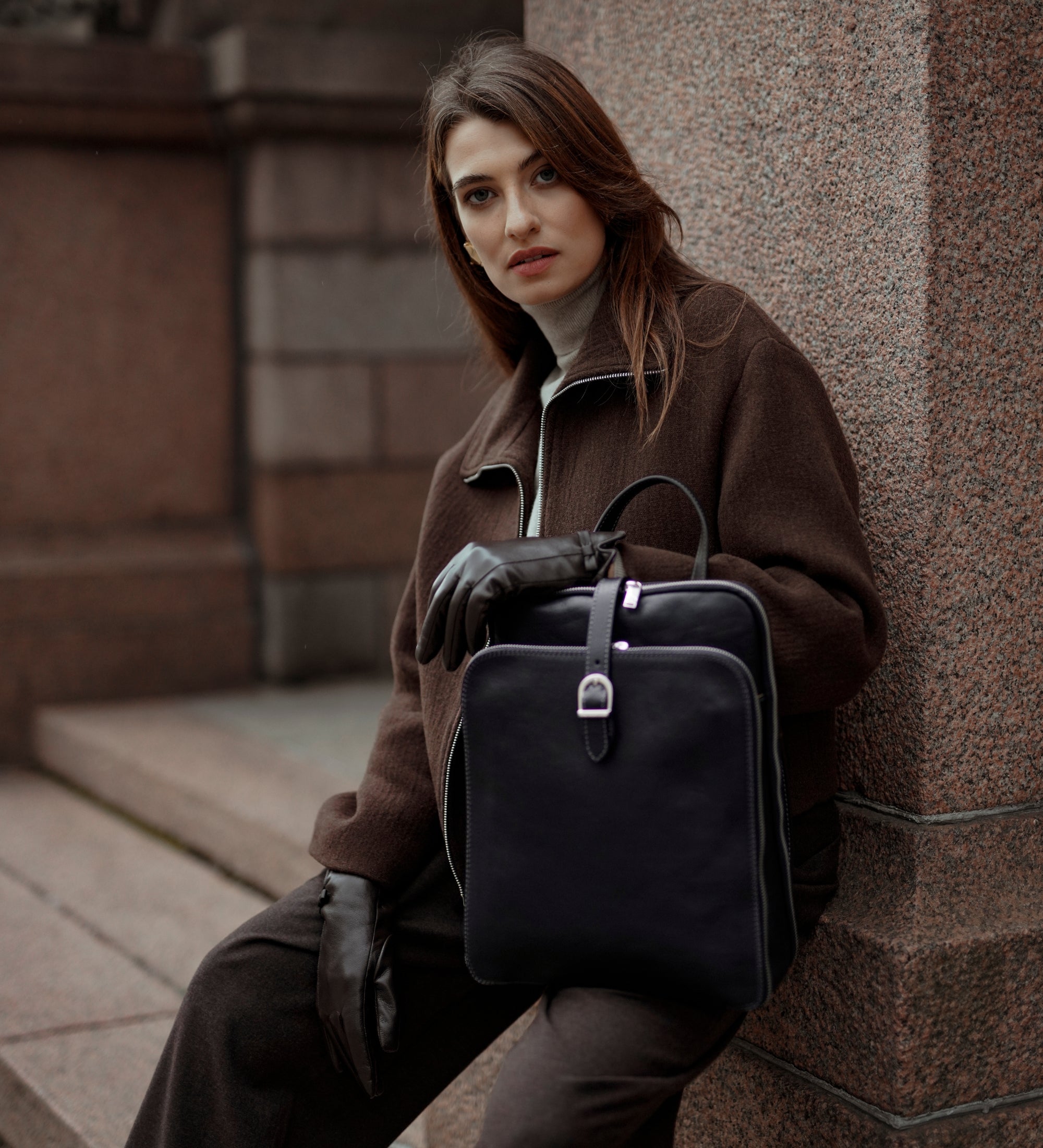 Sac à dos convertible à bandoulière en cuir pour femme Clarissa