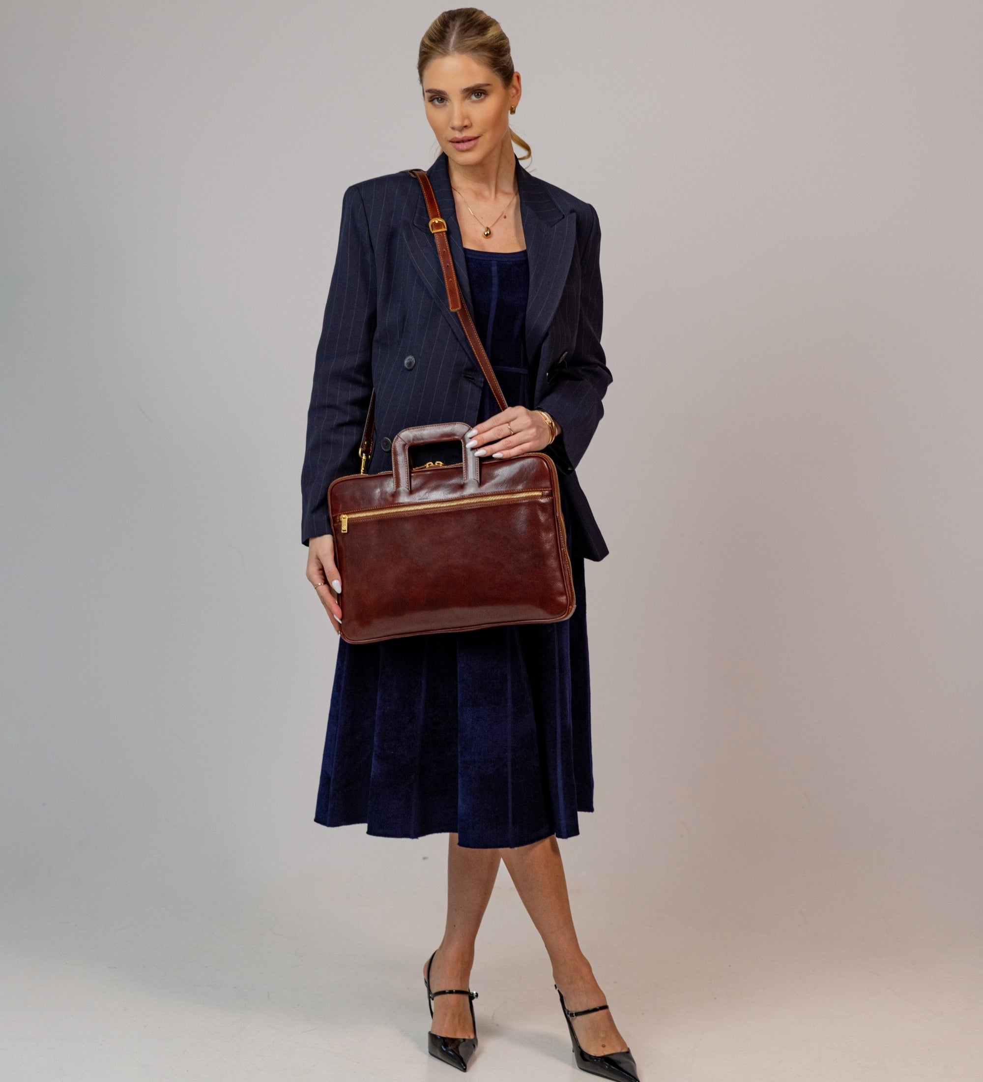 Sacoche pour ordinateur portable en cuir pour femme Brave New World