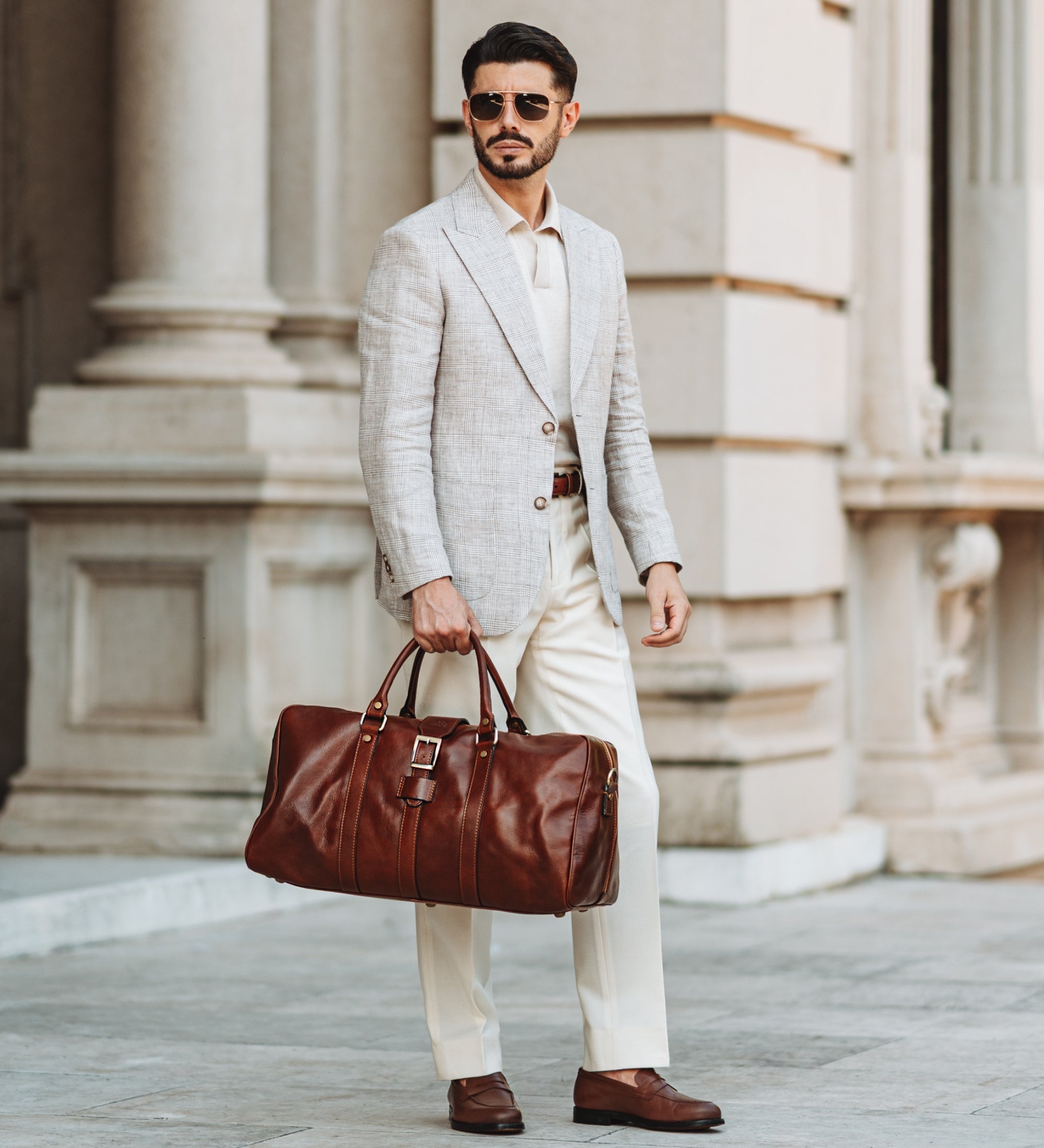 Sac de voyage en cuir mat marron cognac Tender Is the Night