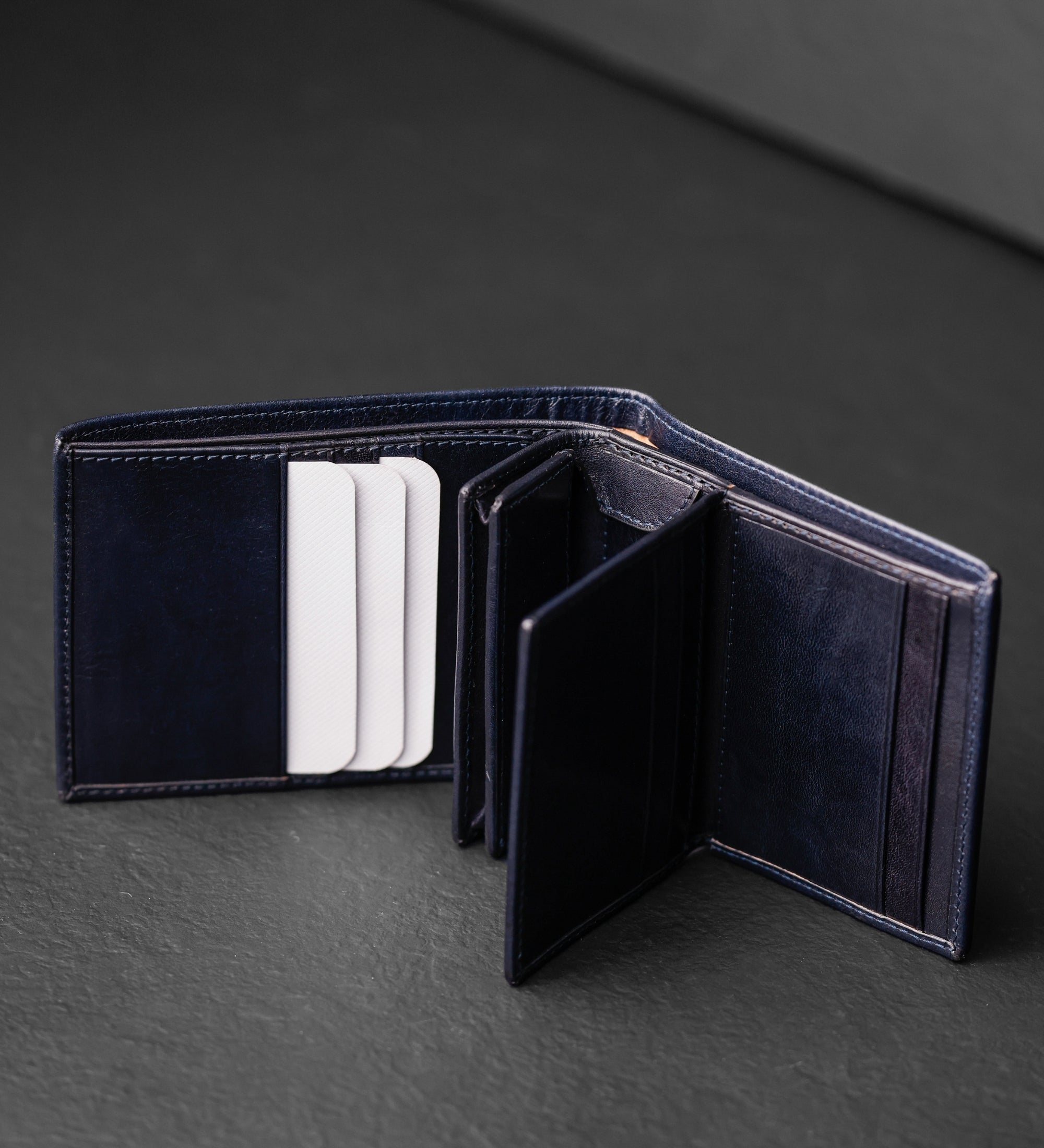 Portefeuille à deux volets en cuir Daniel