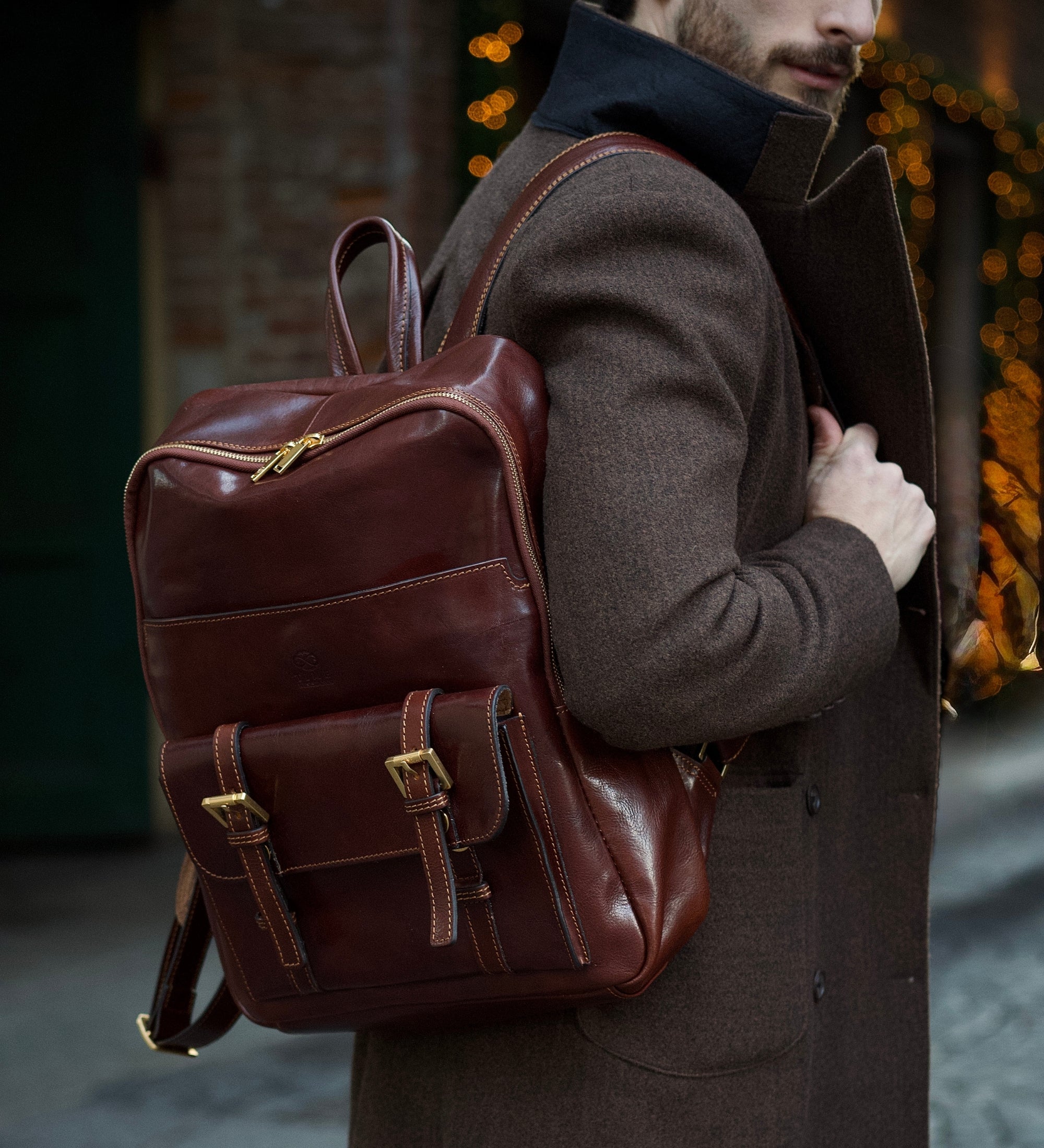 Grand sac à dos en cuir pour homme The Divine Comedy