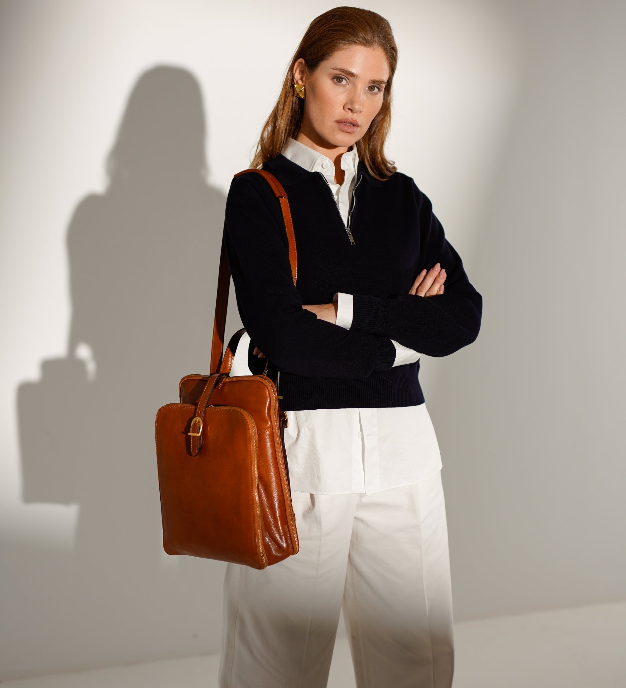 Sac à dos convertible à bandoulière en cuir pour femme Clarissa