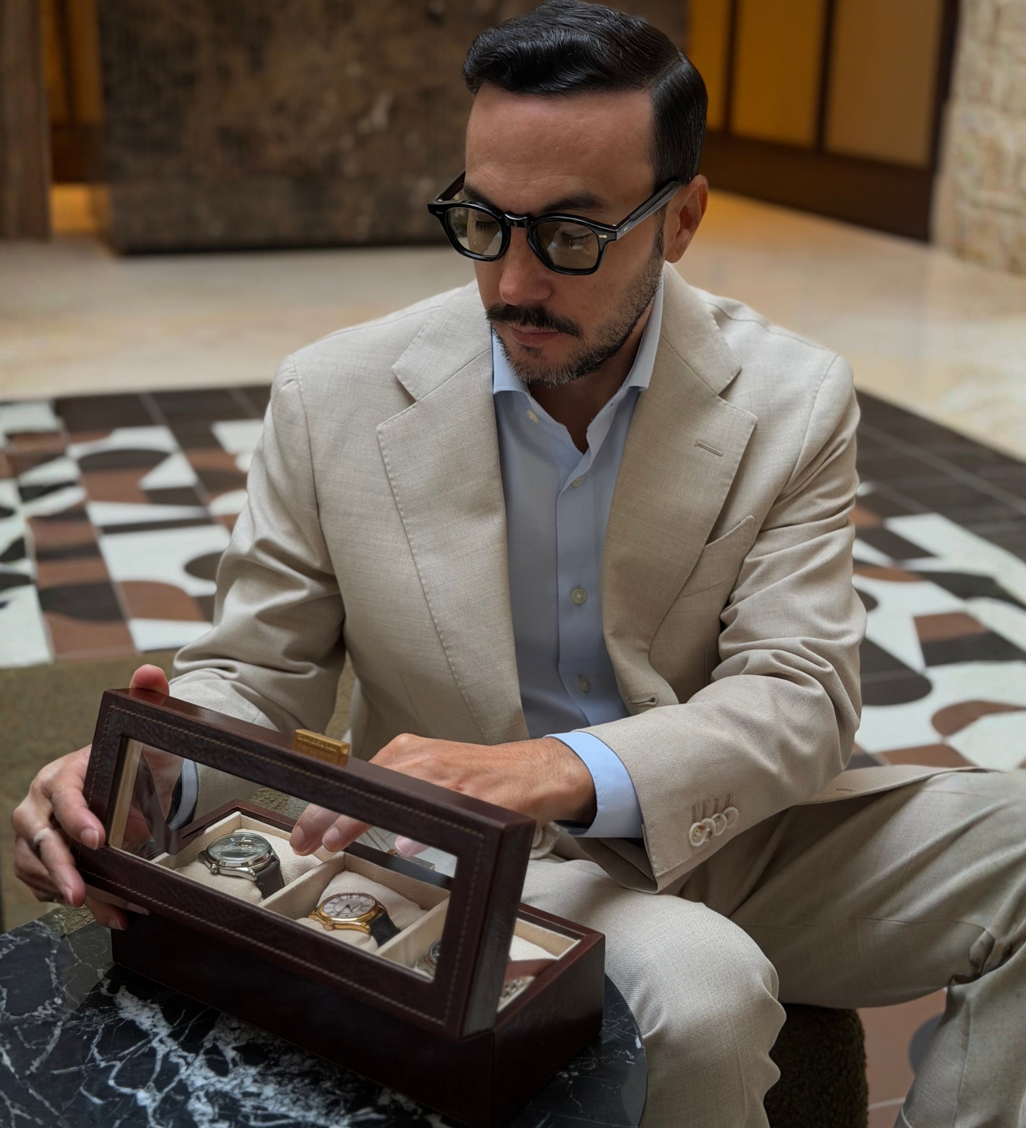 Boîte à montres, organiseur de montres en cuir Silence