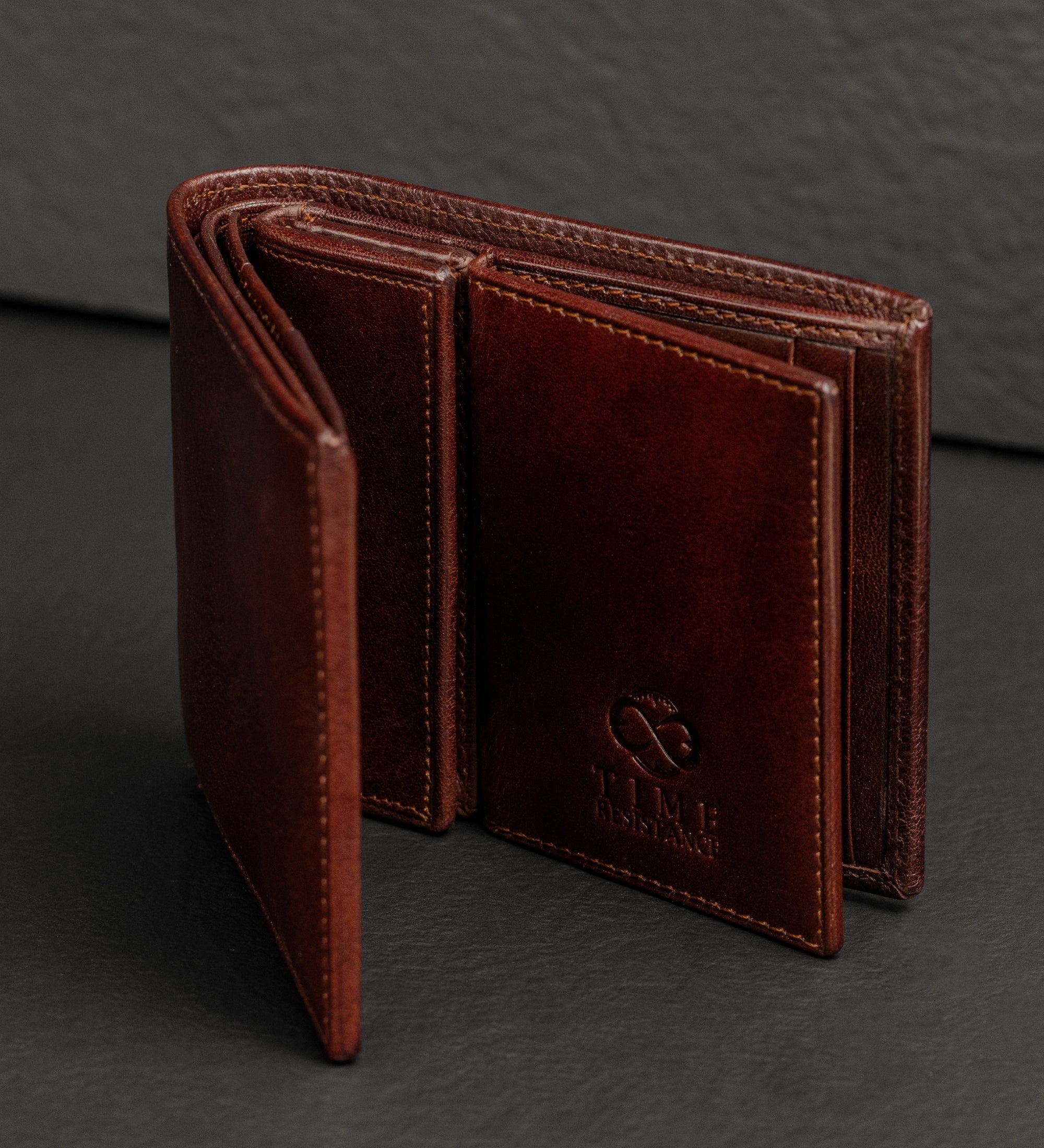 Portefeuille à deux volets en cuir Daniel