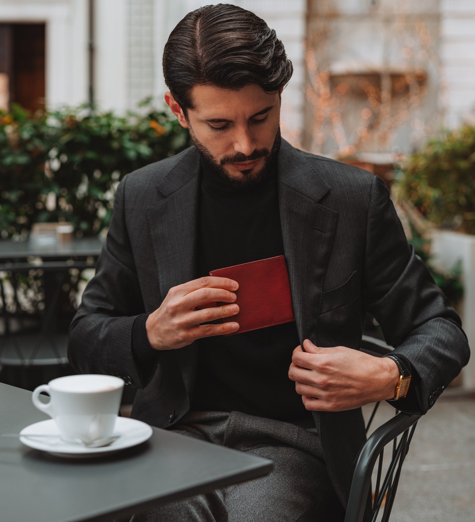 Portefeuille à deux volets en cuir Daniel