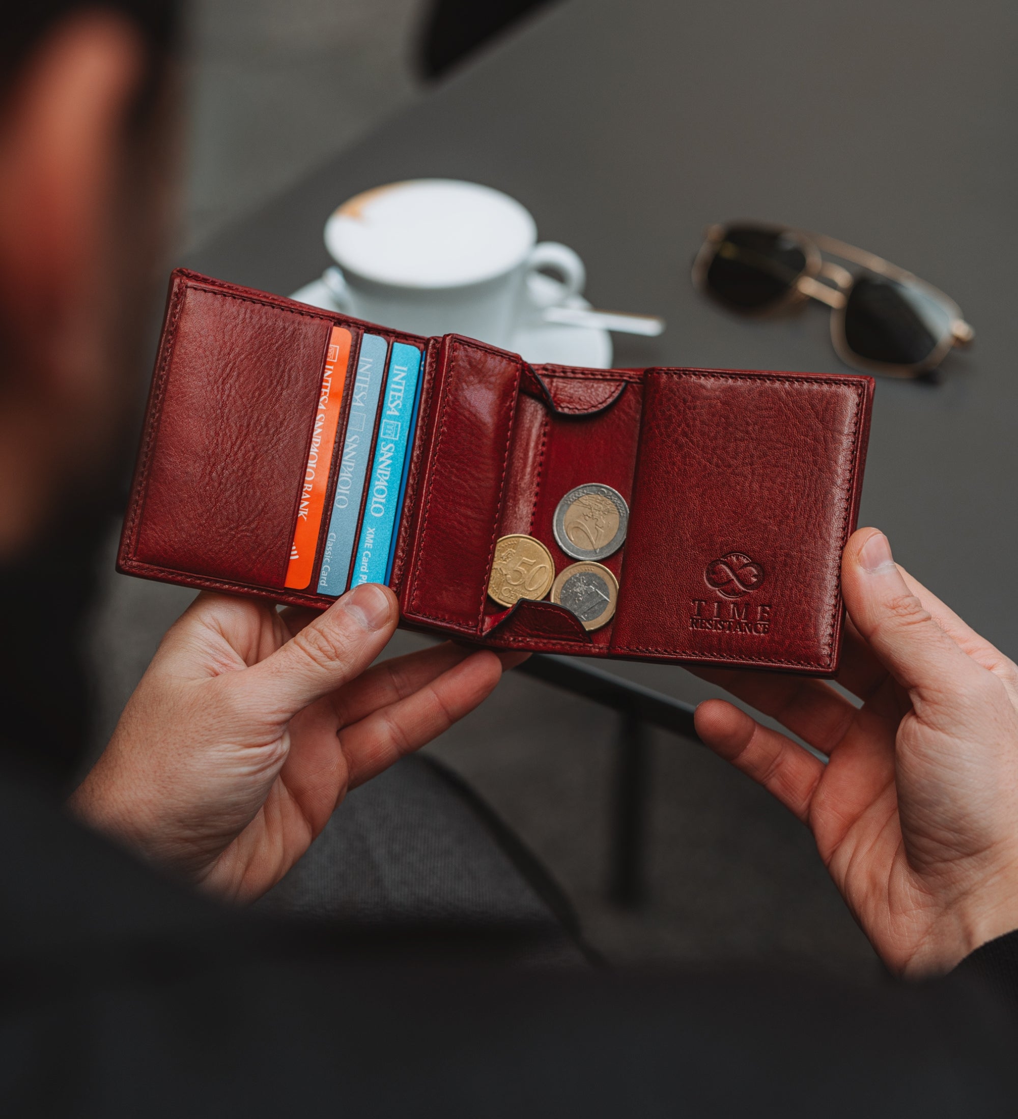 Portefeuille à deux volets en cuir Daniel