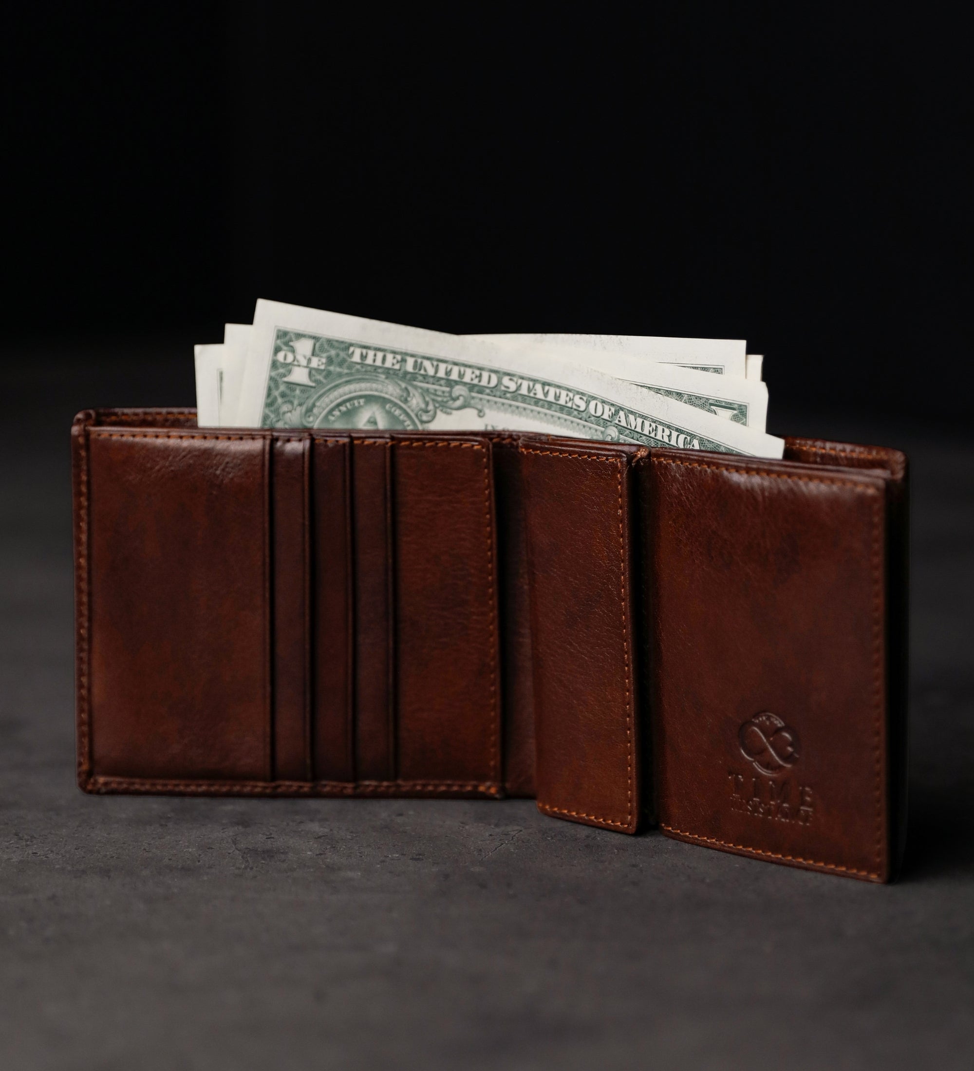 Portefeuille à deux volets en cuir Daniel