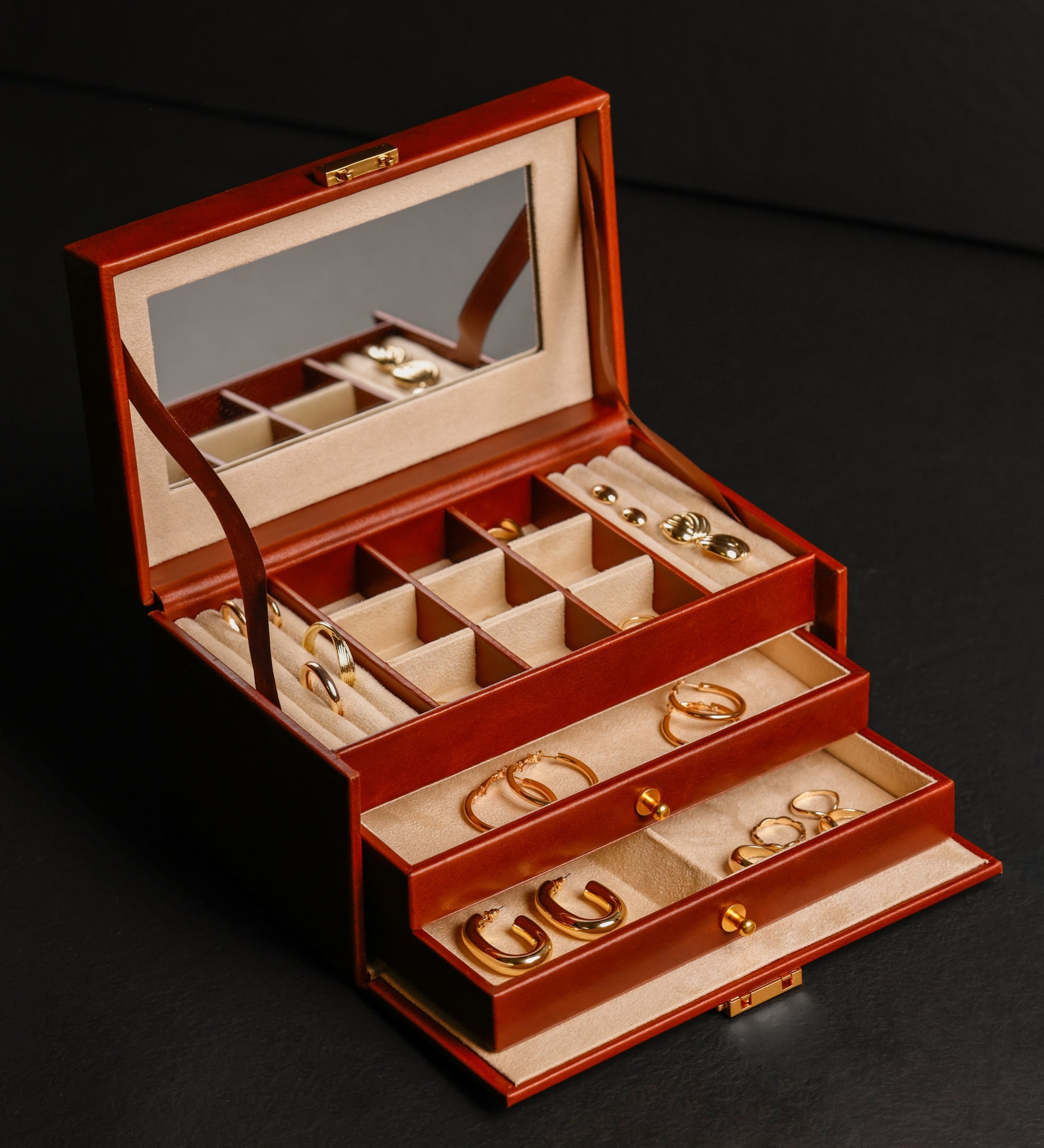 Boîte à bijoux en cuir pour femme Beloved