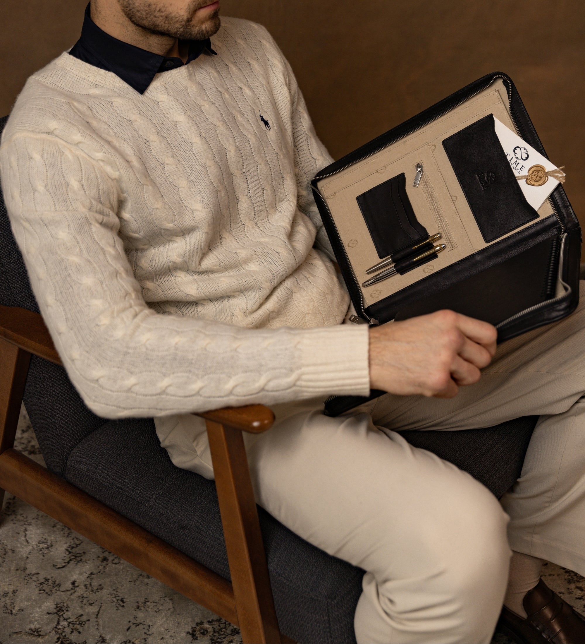 Porte-documents organiseur A4 en cuir Candide