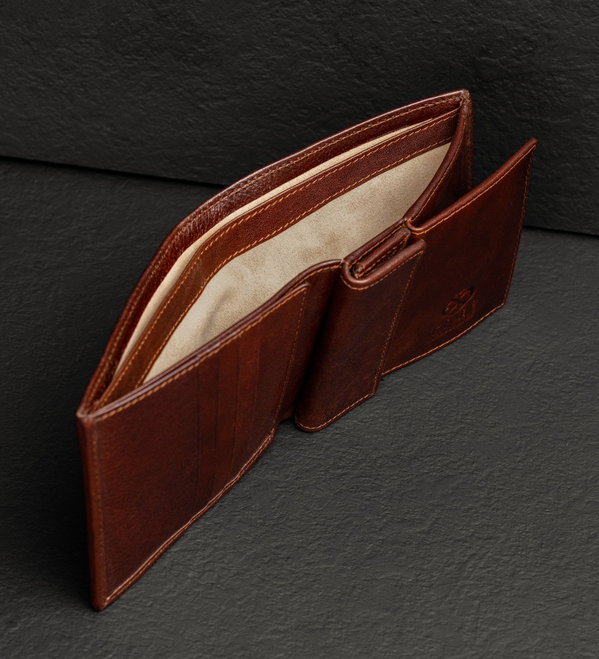 Portefeuille à deux volets en cuir Daniel